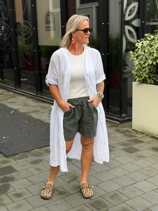 Linnen kimono blouse wit