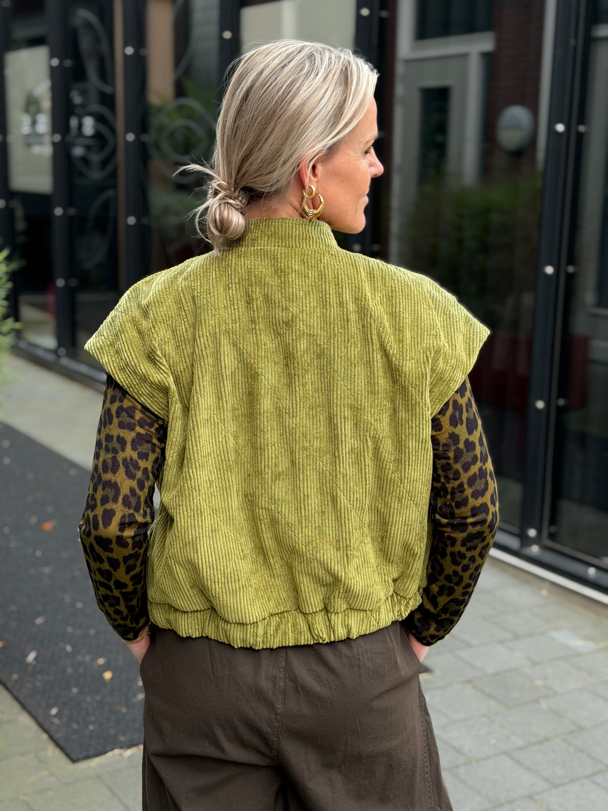 rib bodywarmer moss groen