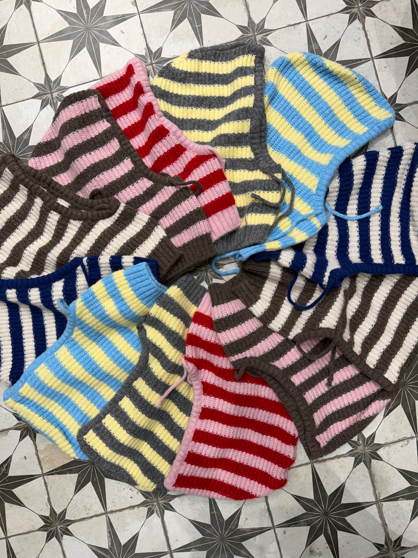 Cagoule hoodiecol streep Brown -beige