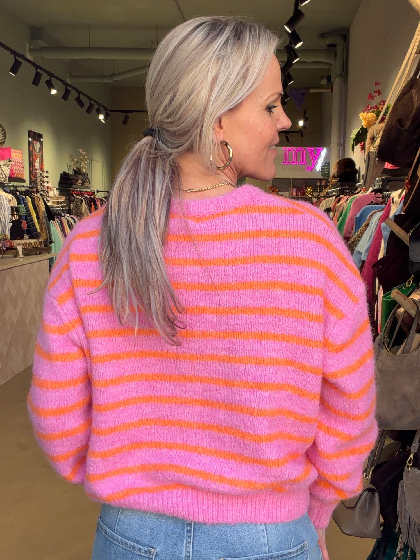 Cardigan Stripe pink Orange