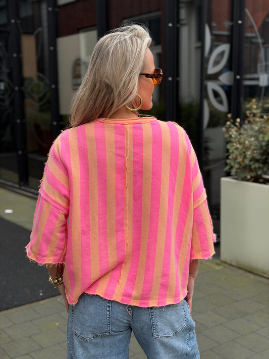 Sweater stripe pink/neon