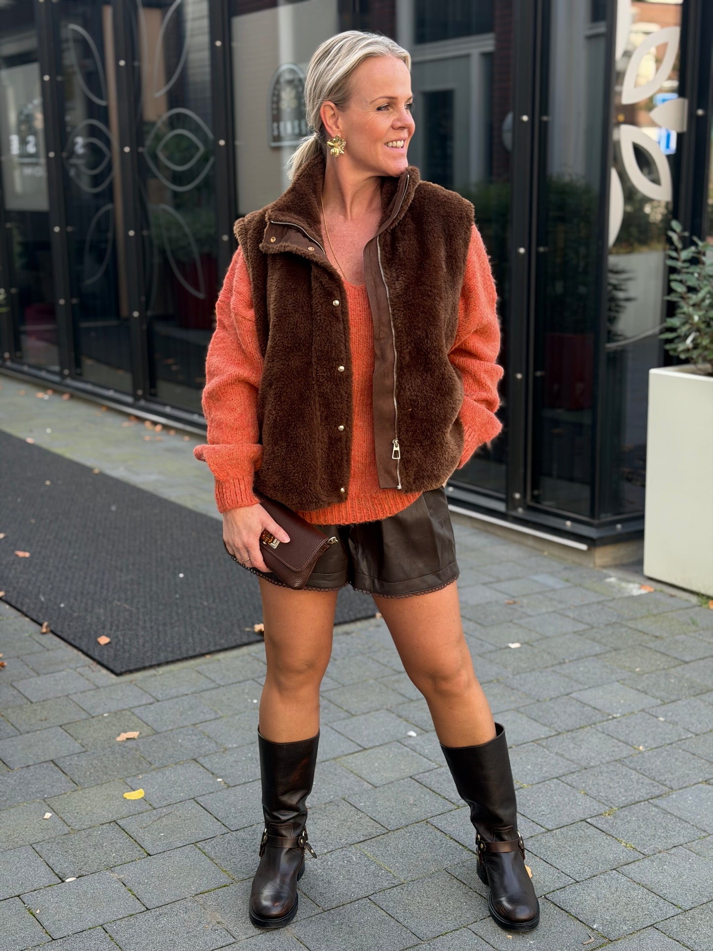 Vhals trui lang oranje melee