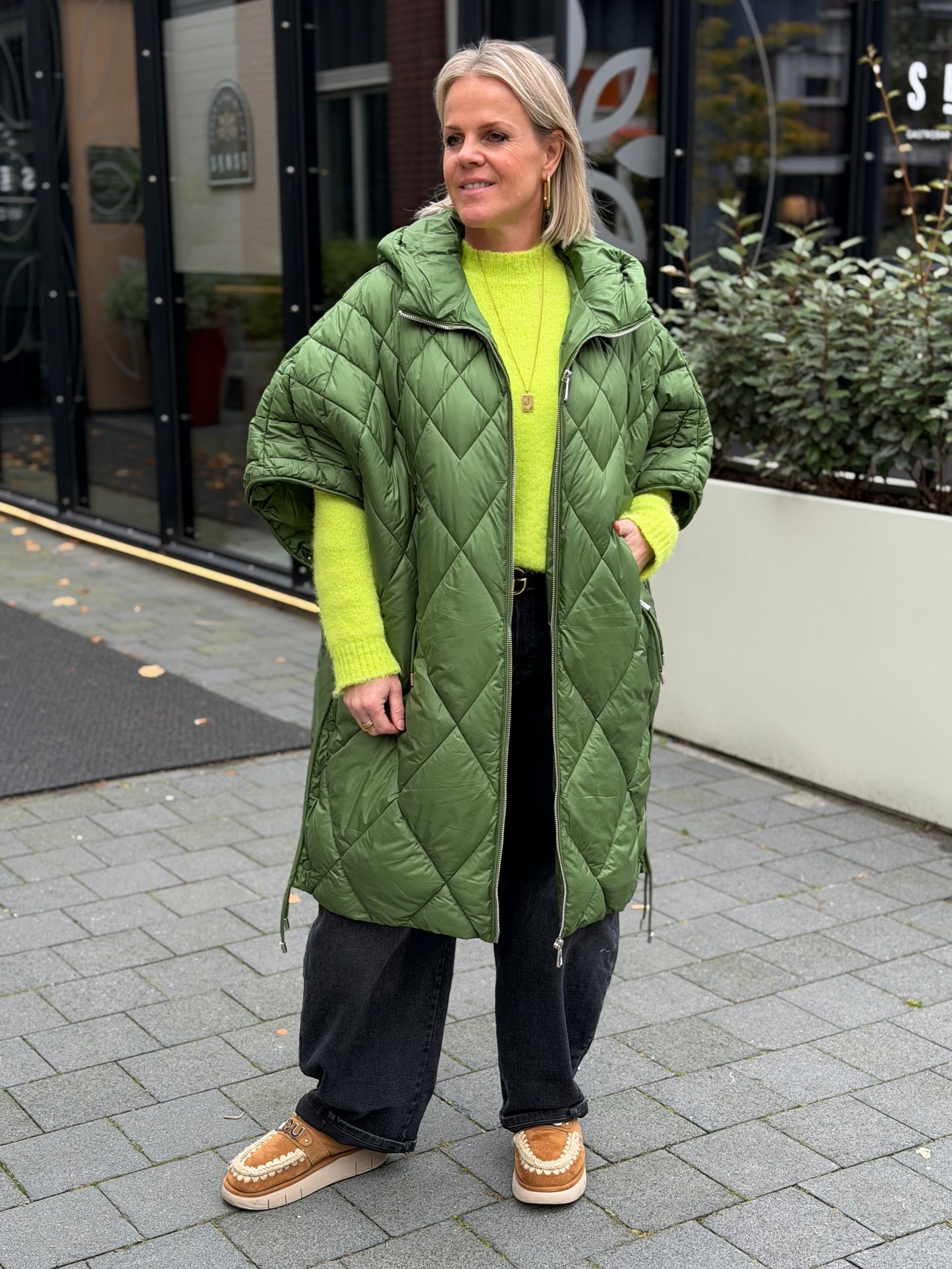 Padded oversized jas khaki