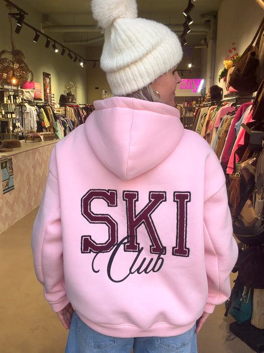 hoodie sweater Ski Club pink