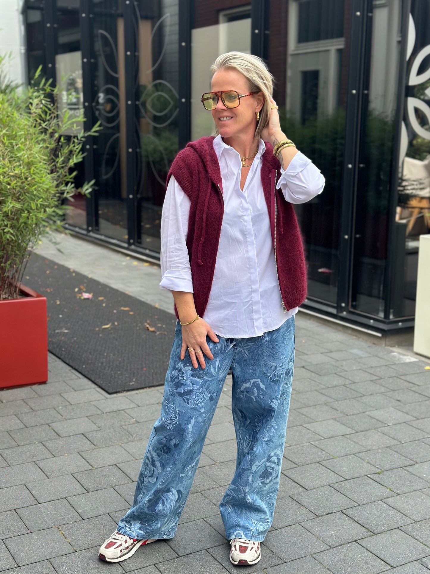 Mohair mix hoodie vest Bordeaux