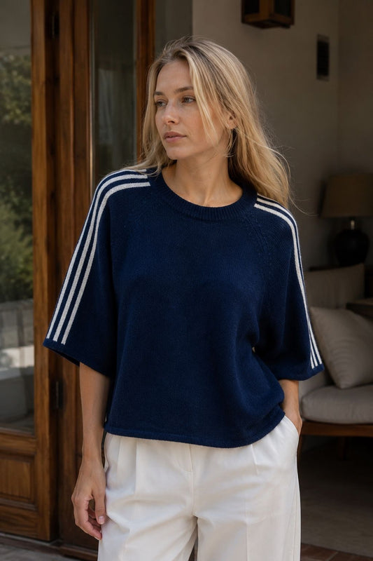 Sporty knit trui Navy