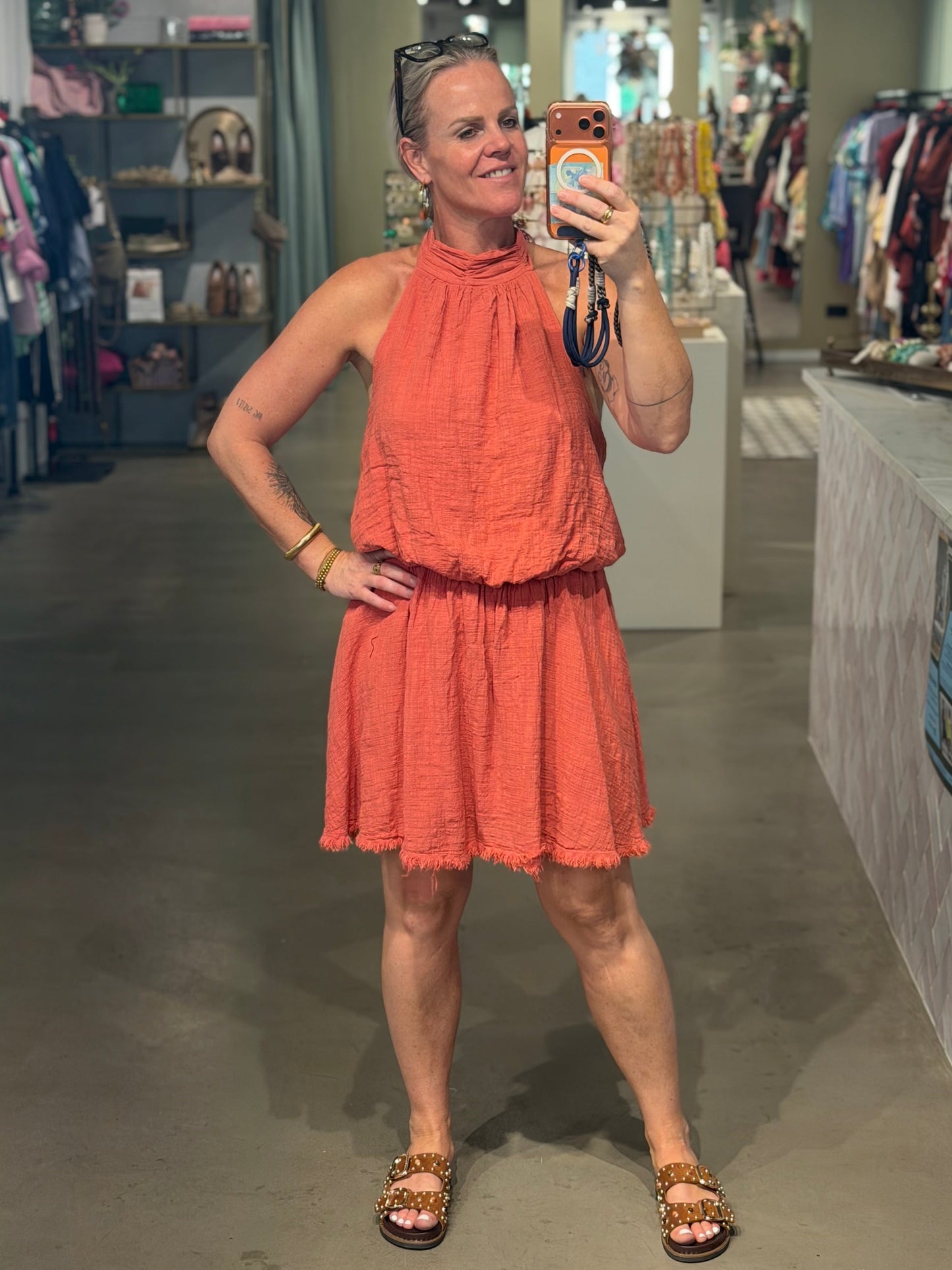 Cotton LOLA dress terracotta