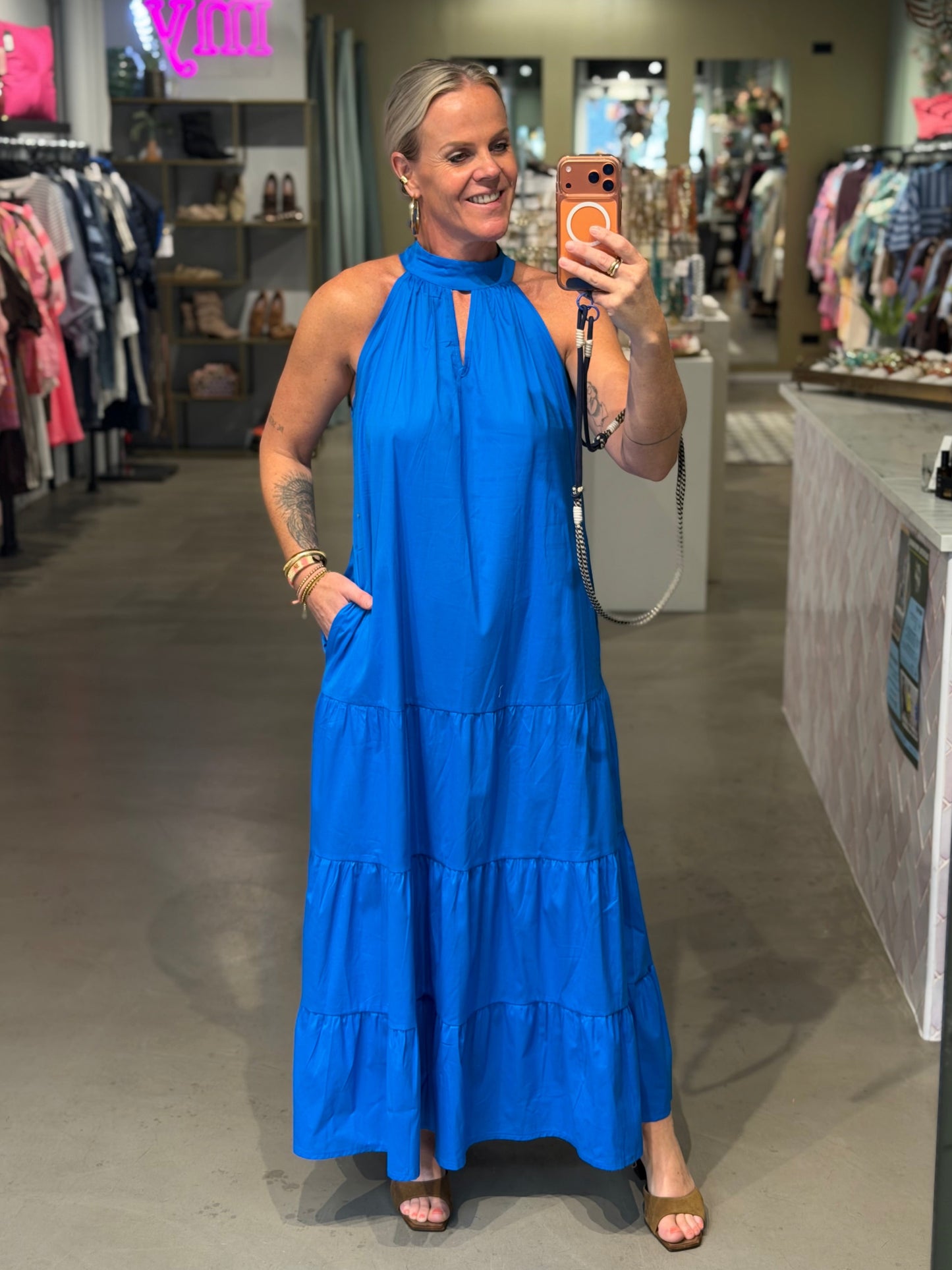 Cotton Halter Dress kobalt