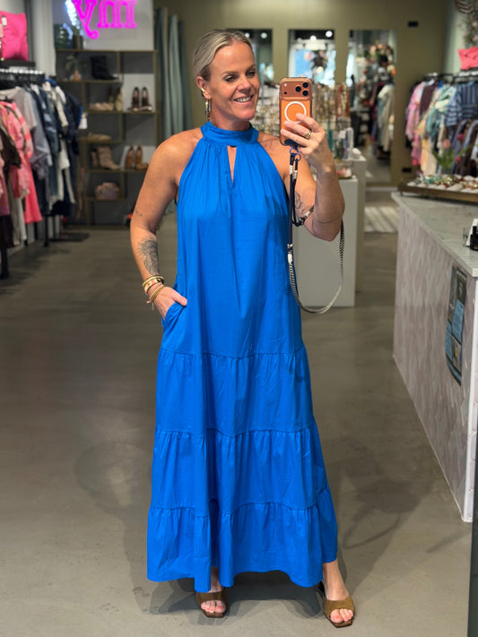 Cotton Halter Dress kobalt