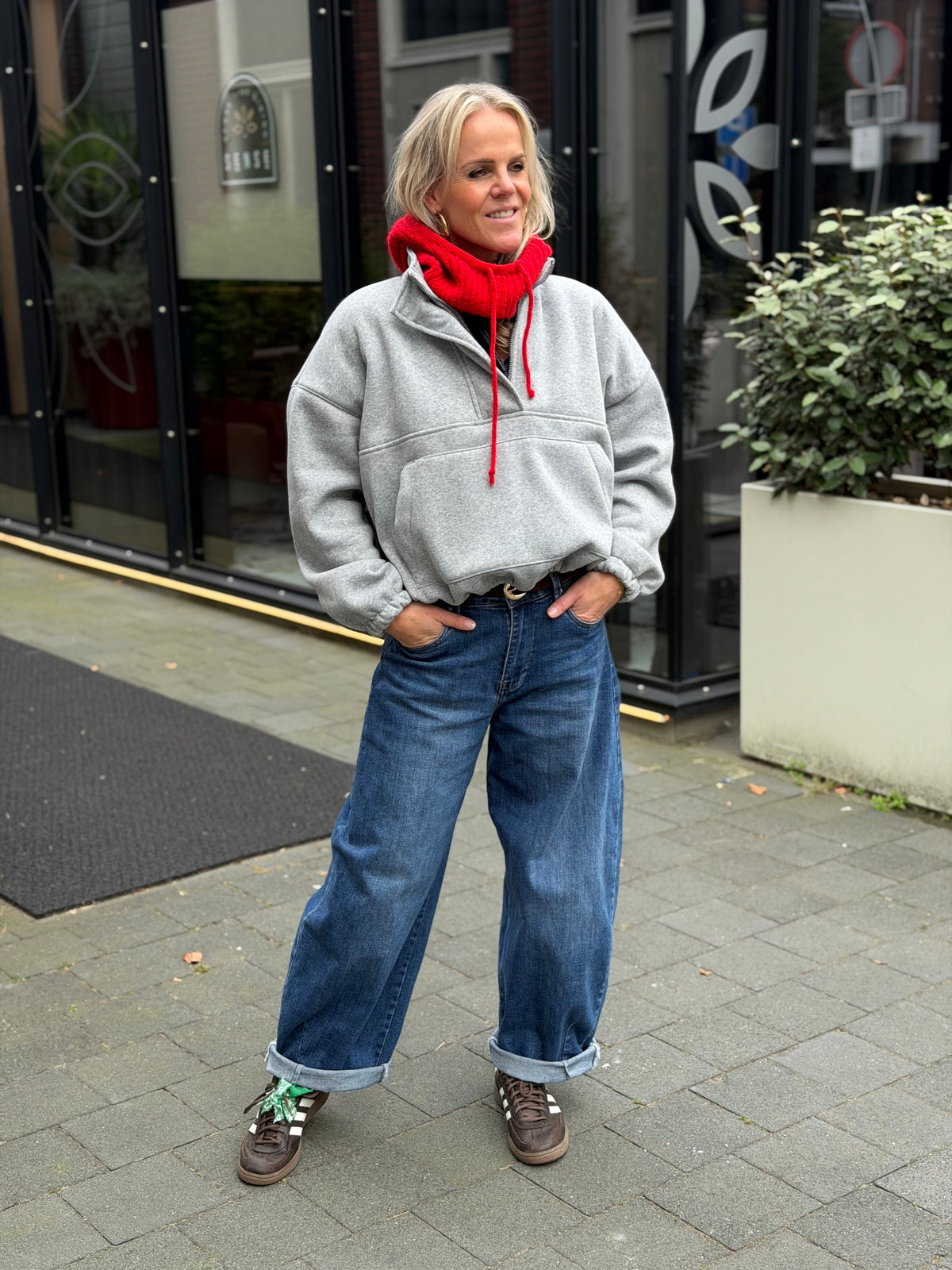 Zipper sweater grijs melee