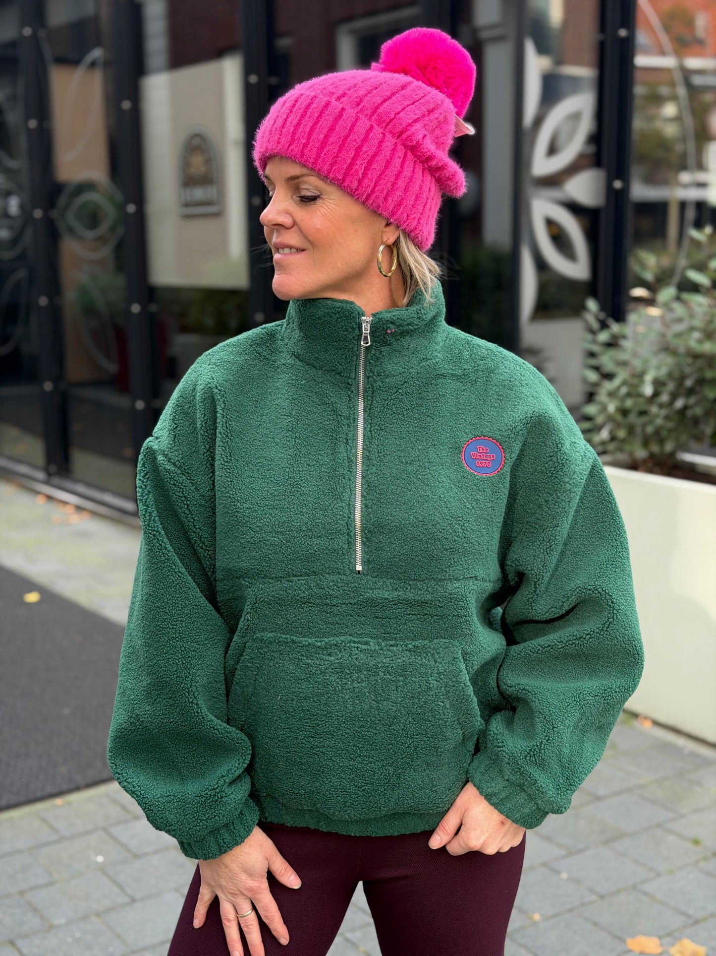 Teddy trui anorak groen