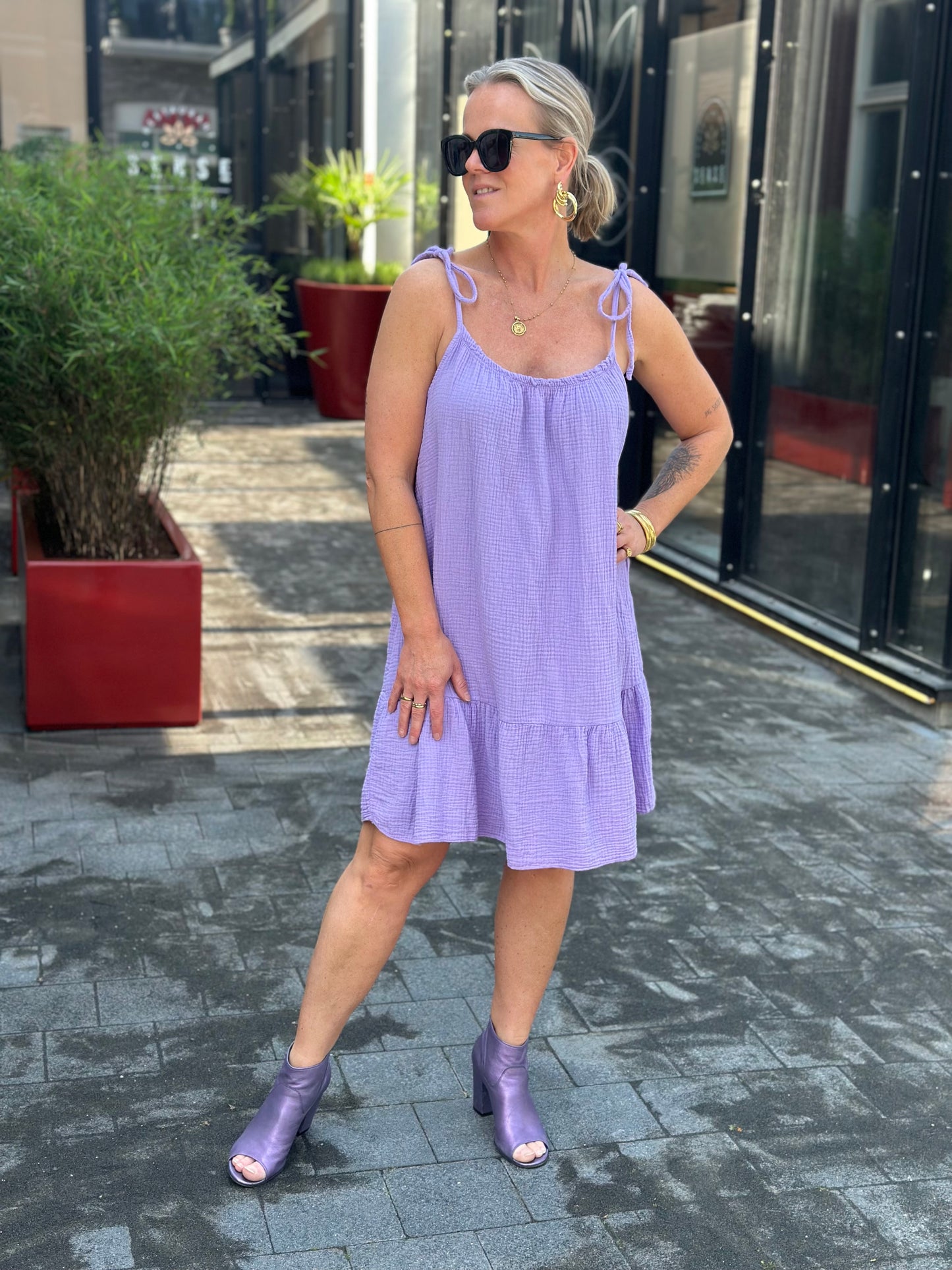 Summer wafel Dress lila