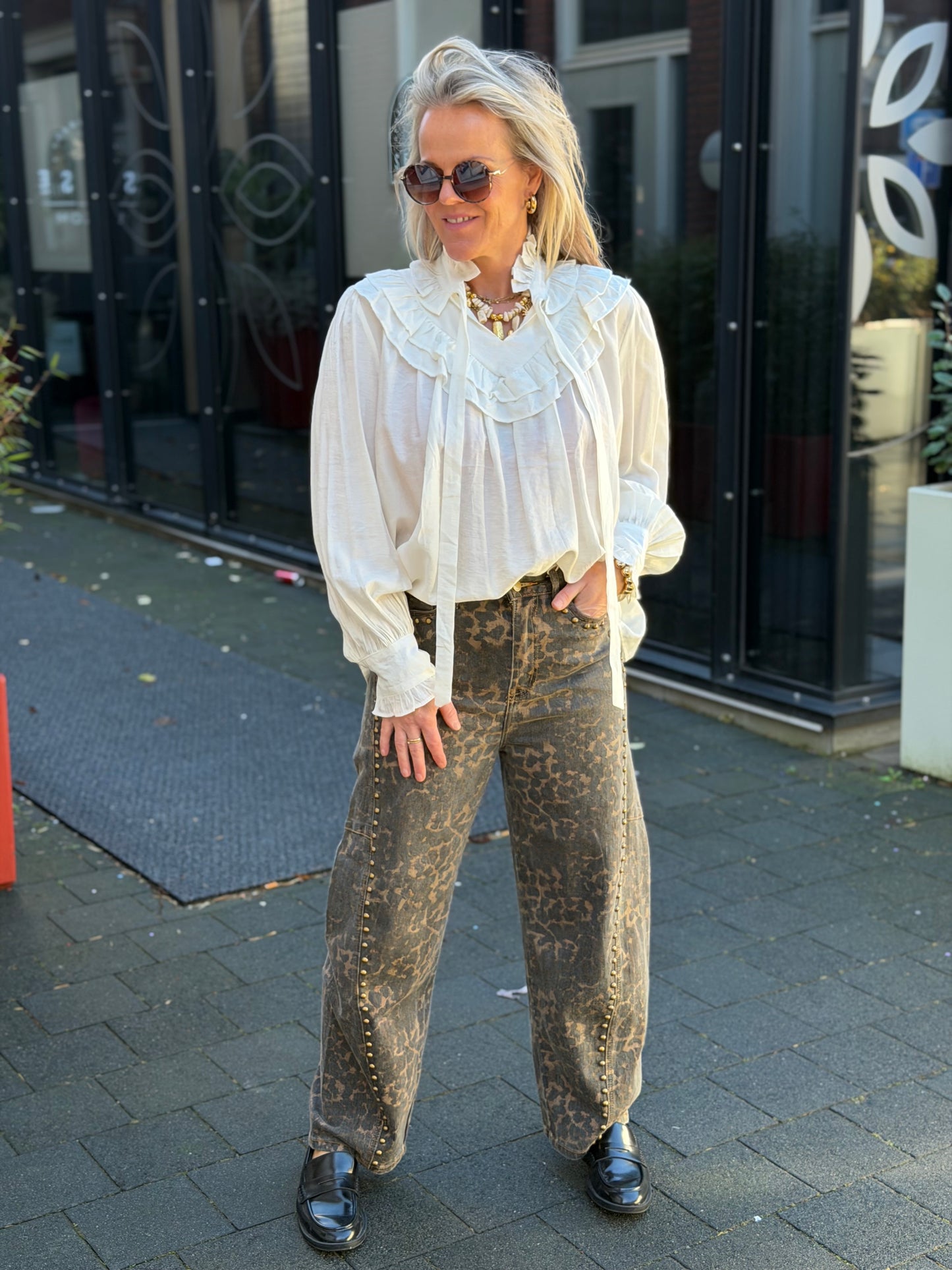 Barrel Jeans studs leopard