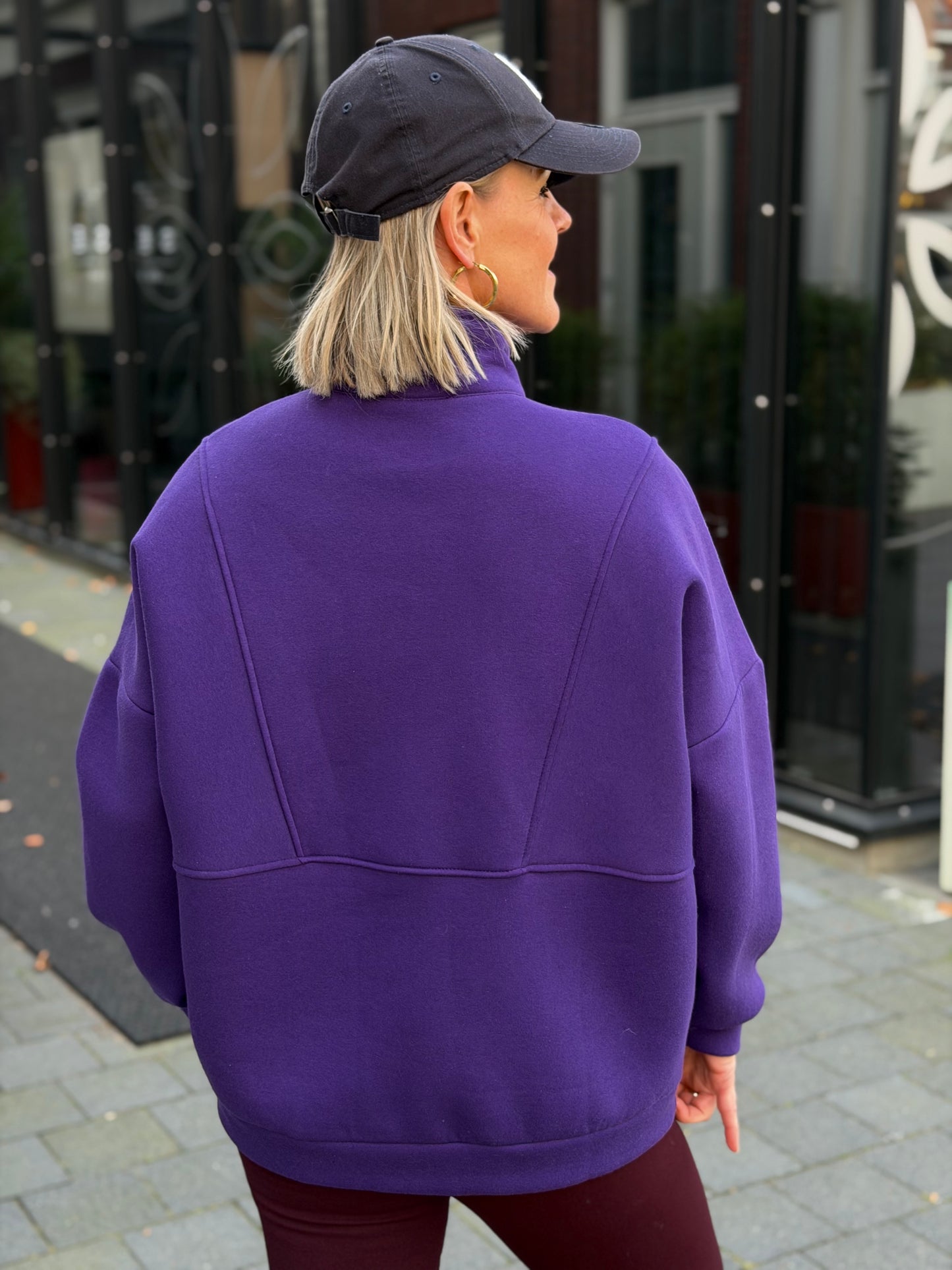 Zipper sweater paars