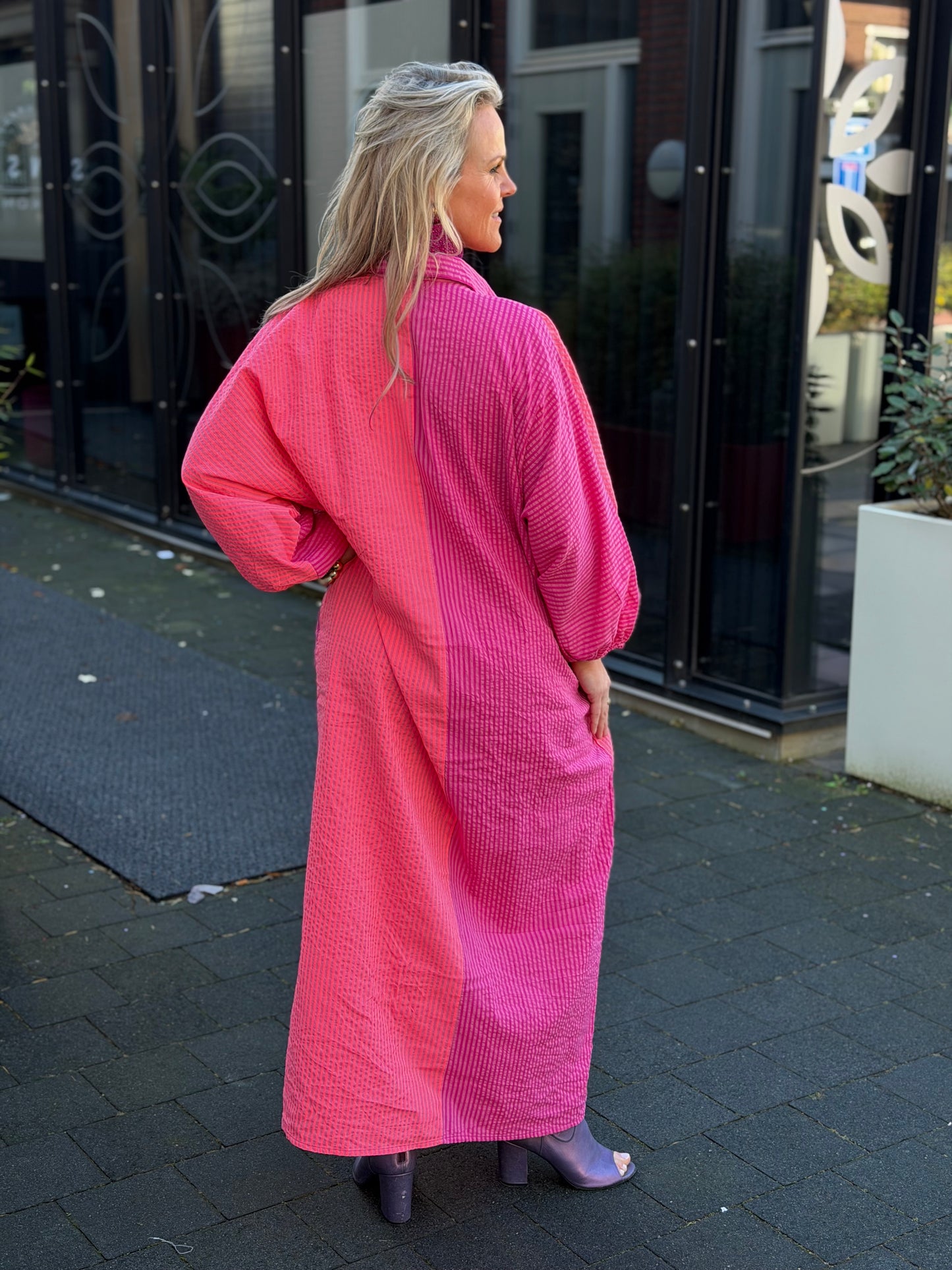 Maxi Doorknoop jurk gold & Silver ROSINE