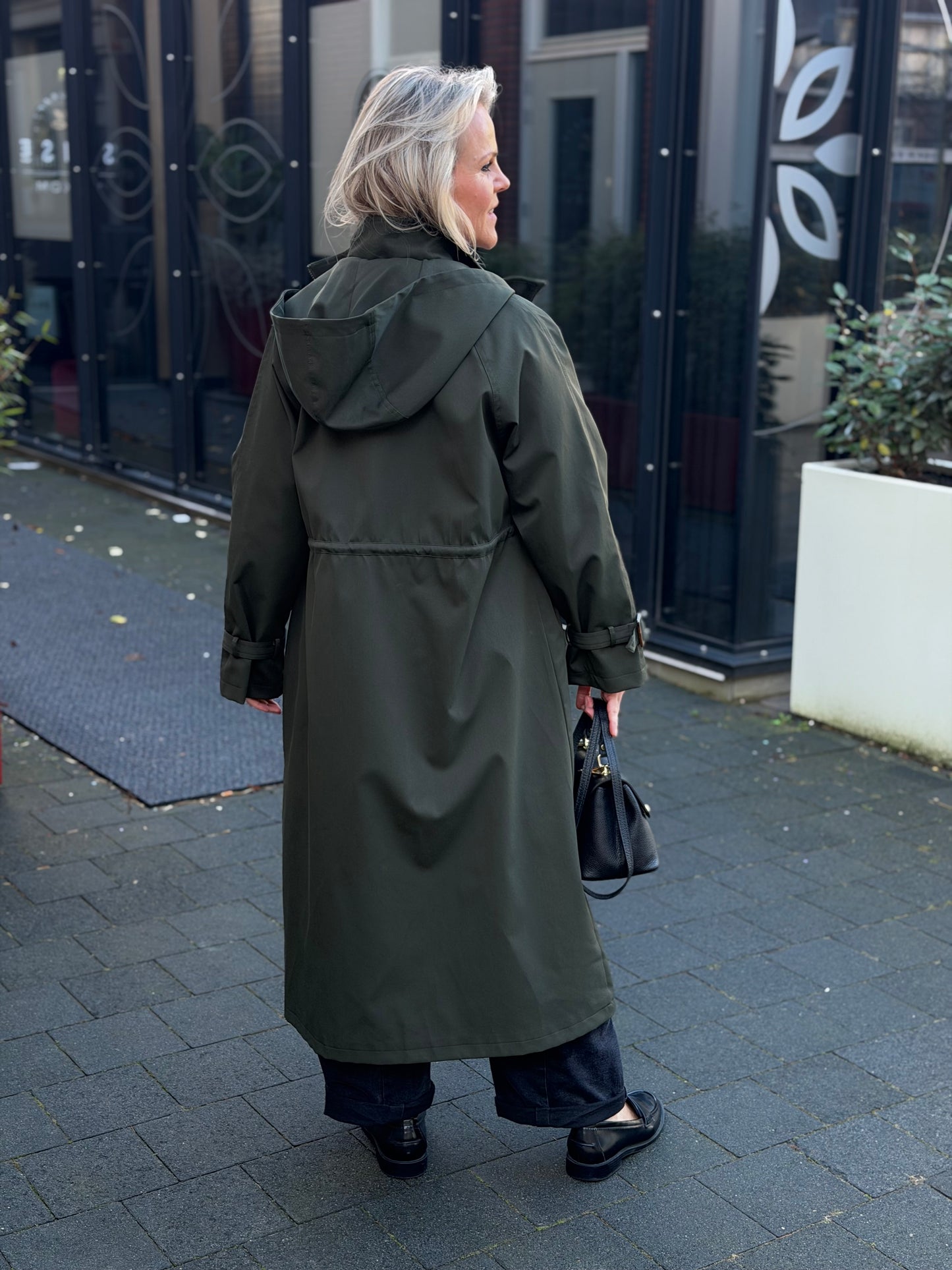 Lange trenchcoat khaki