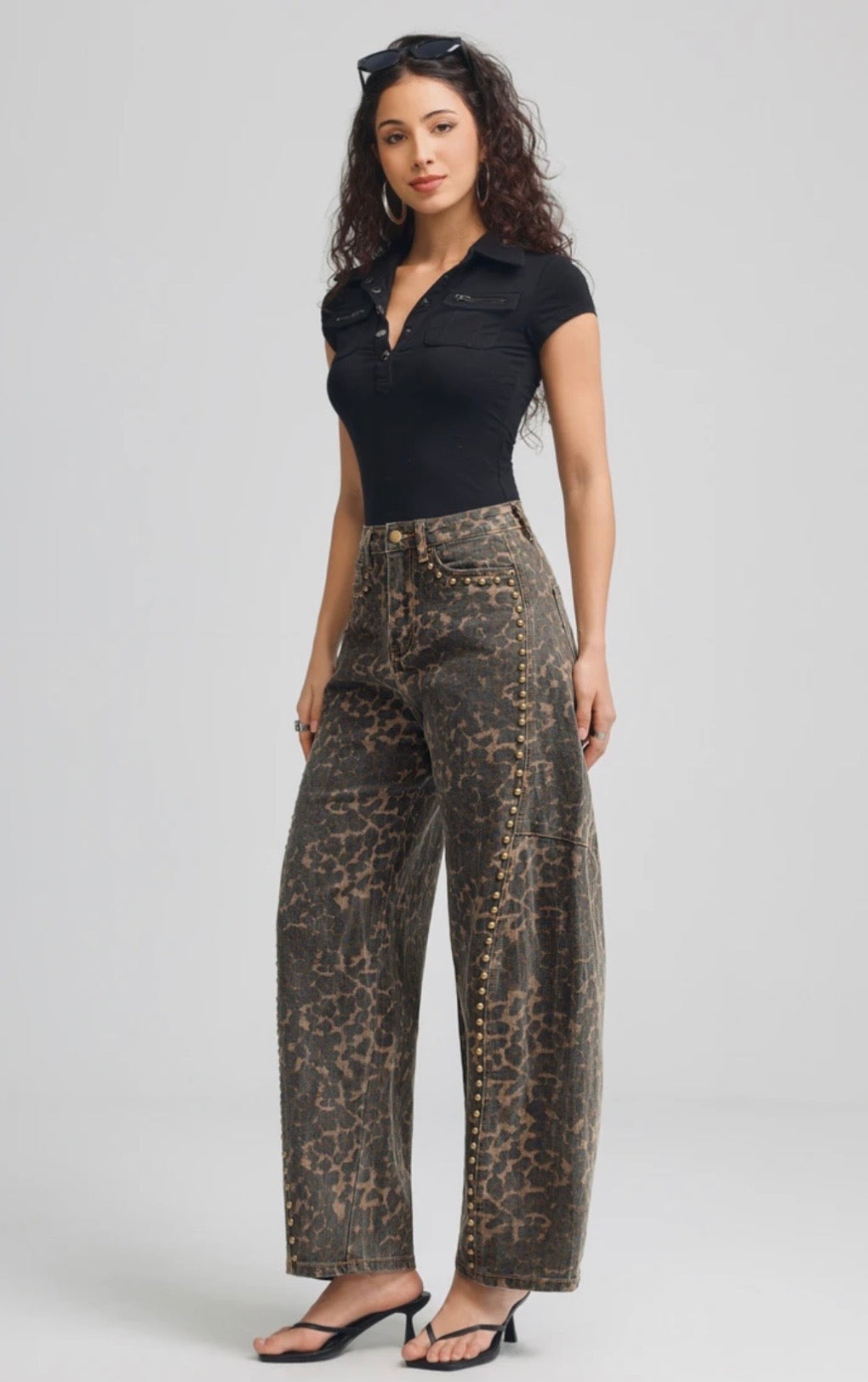 Barrel Jeans studs leopard
