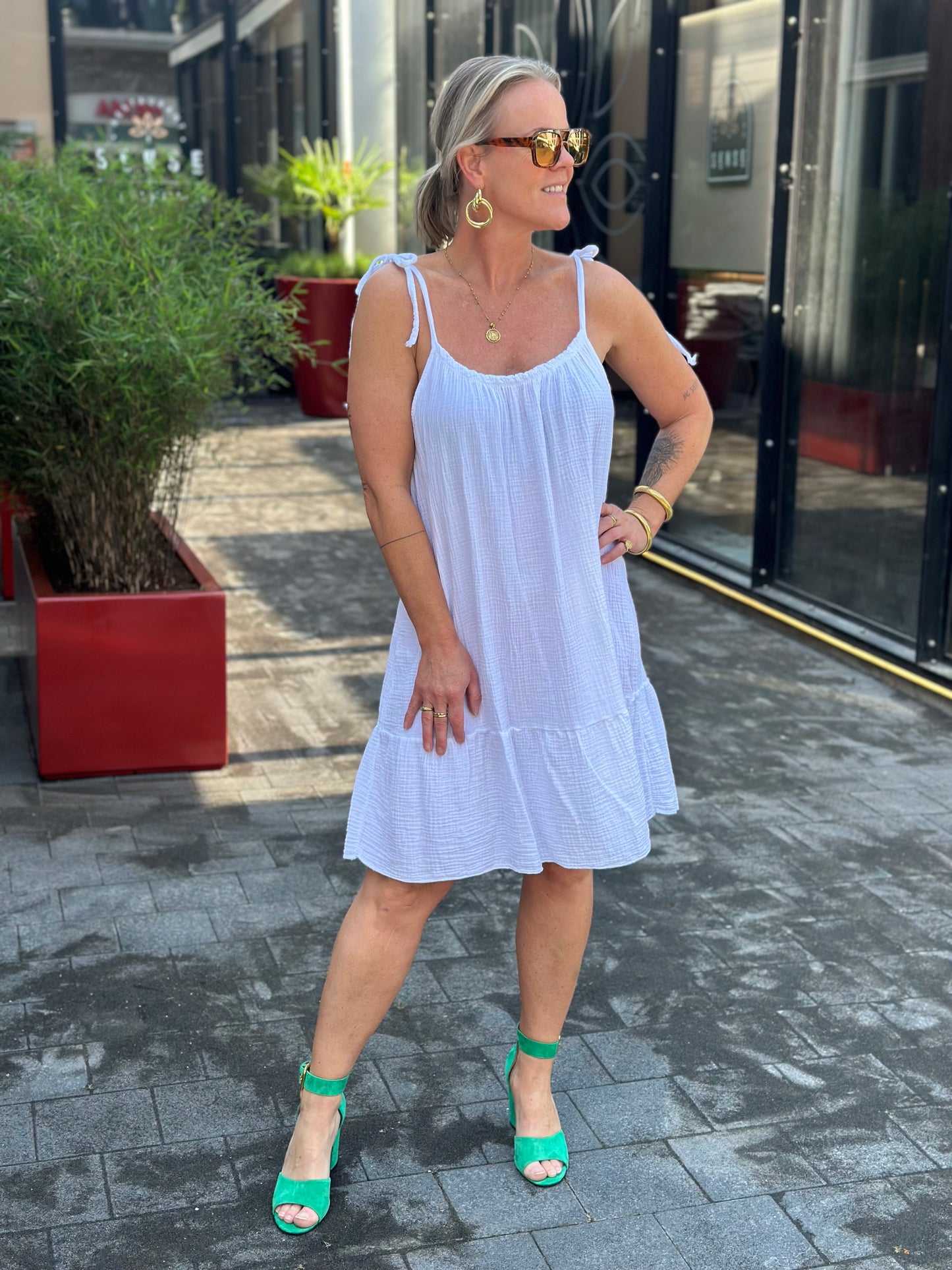 Summer wafel Dress wit