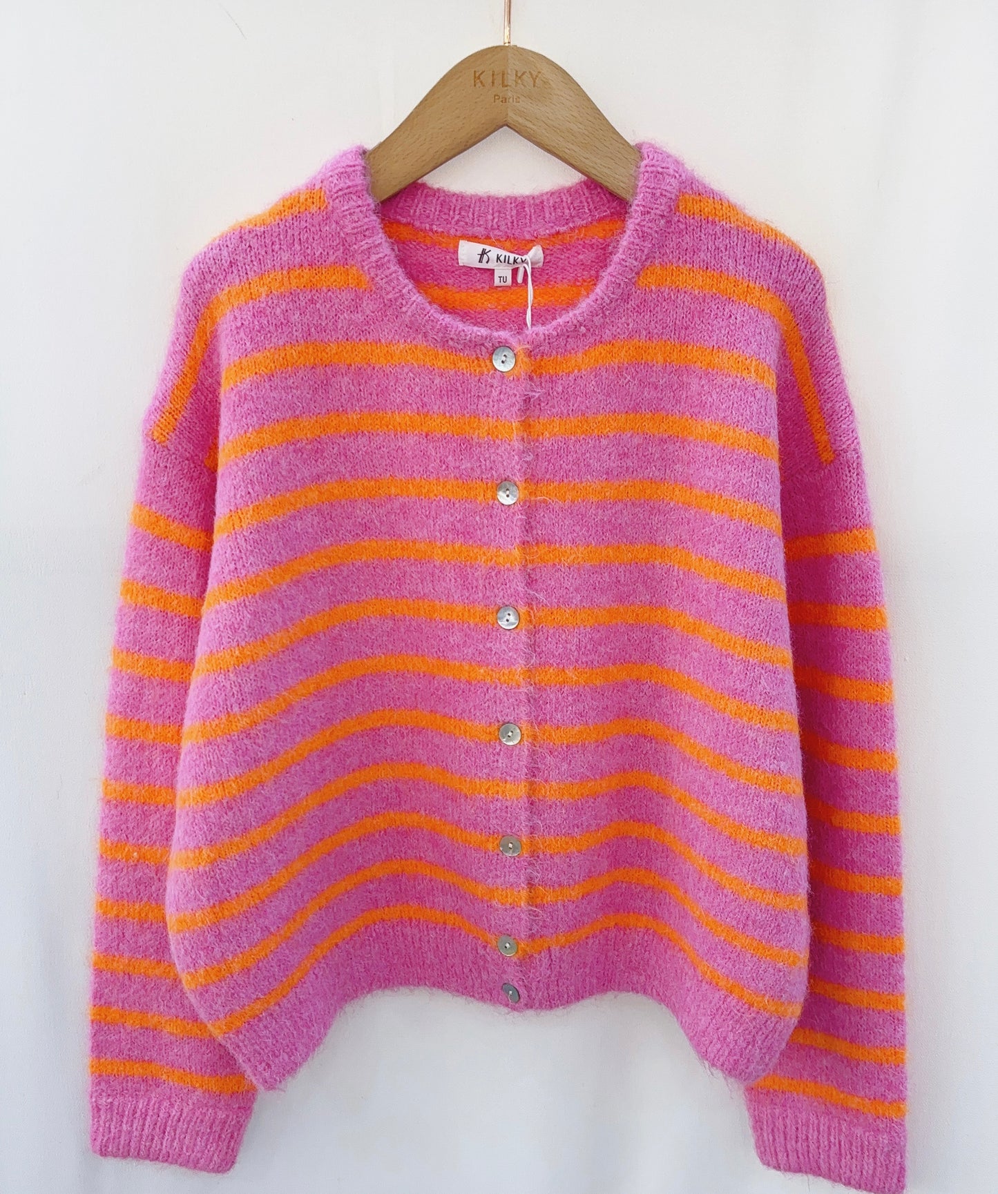 Cardigan Stripe pink Orange