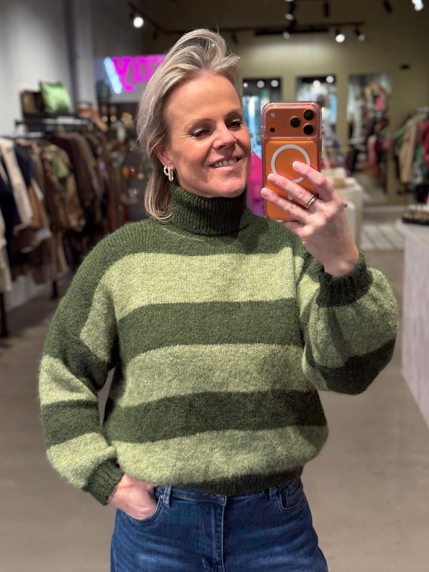 Streep coltrui khaki/wasabi