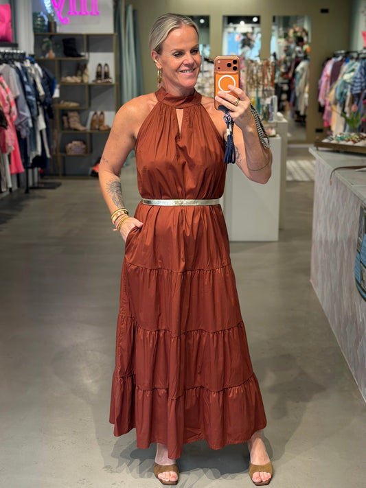 Cotton Halter Dress brown