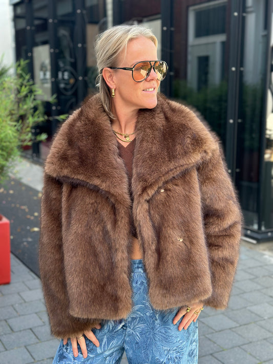 Fake fur jacket bruin