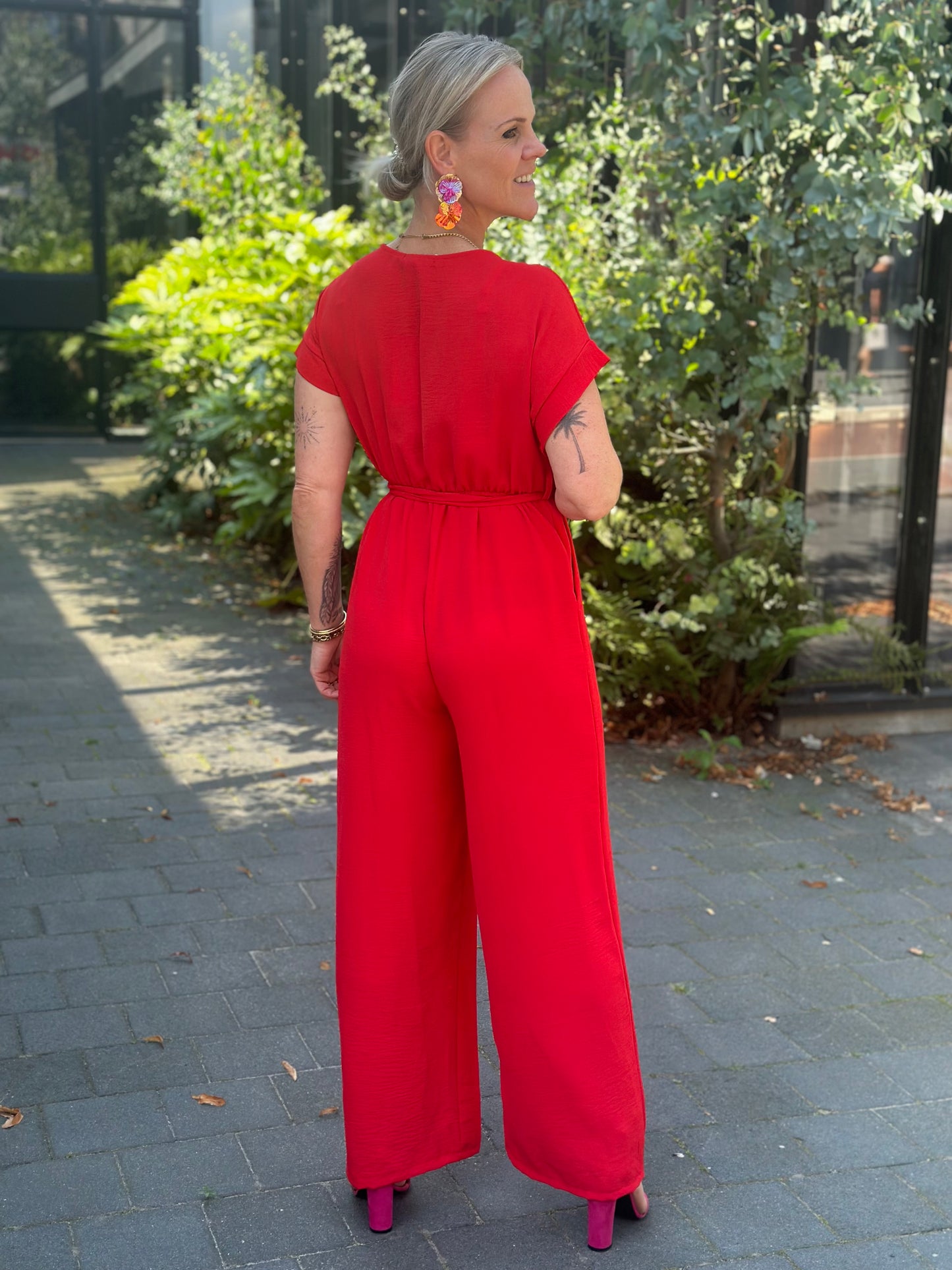 overslag jumpsuit Roma rood