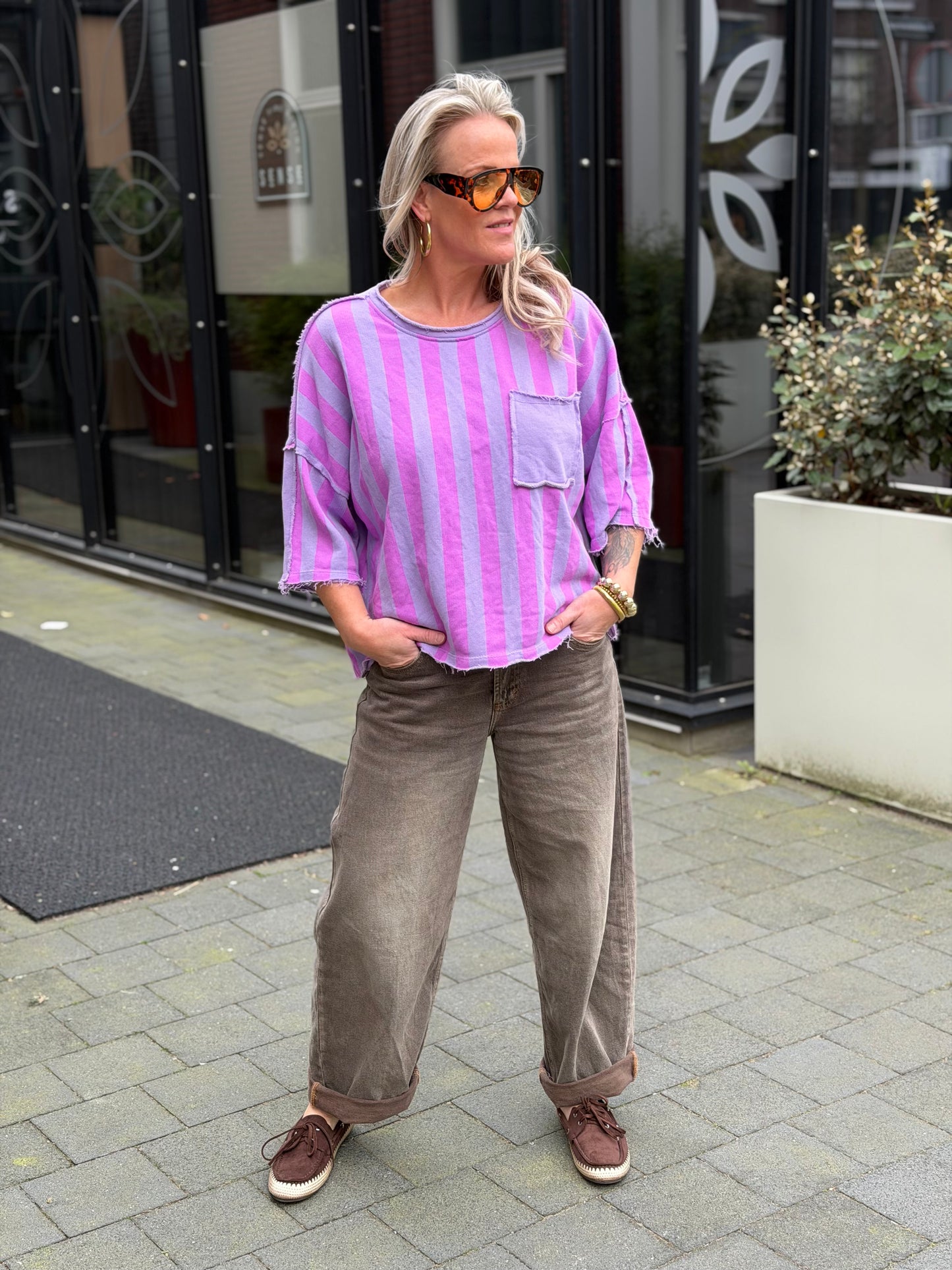 Sweater stripe lila/purple