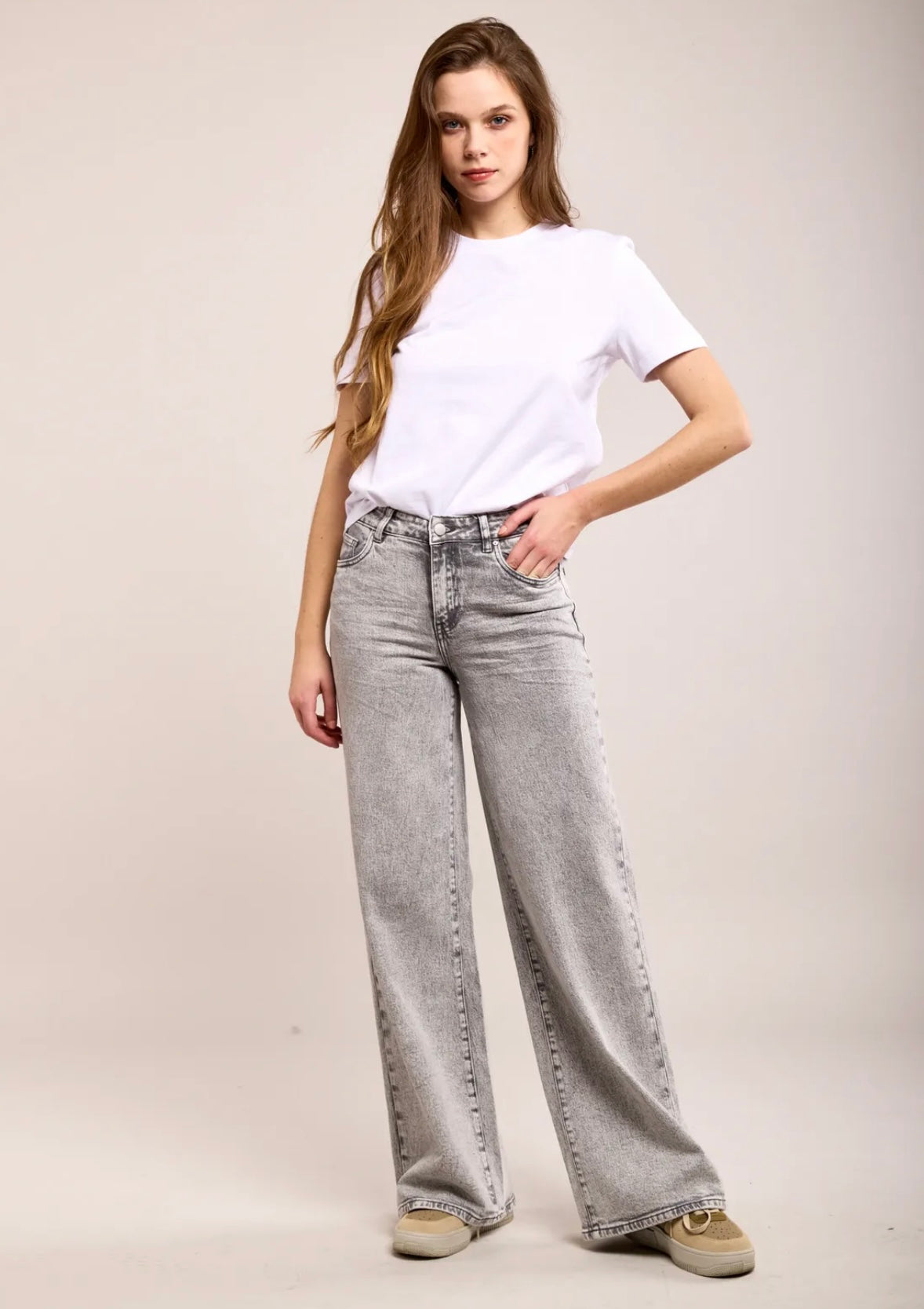 Toxik wide leg jeans licht grijs