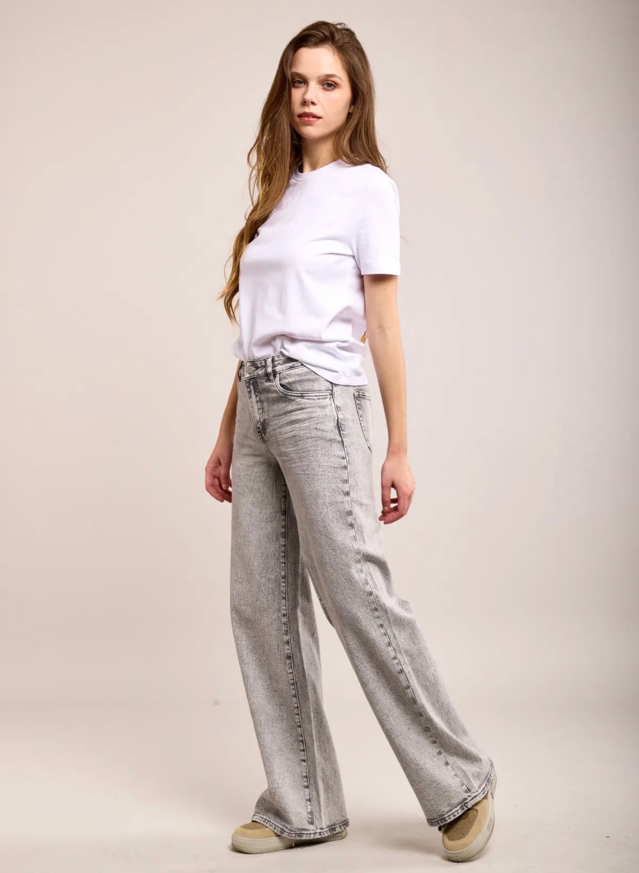 Toxik wide leg jeans licht grijs