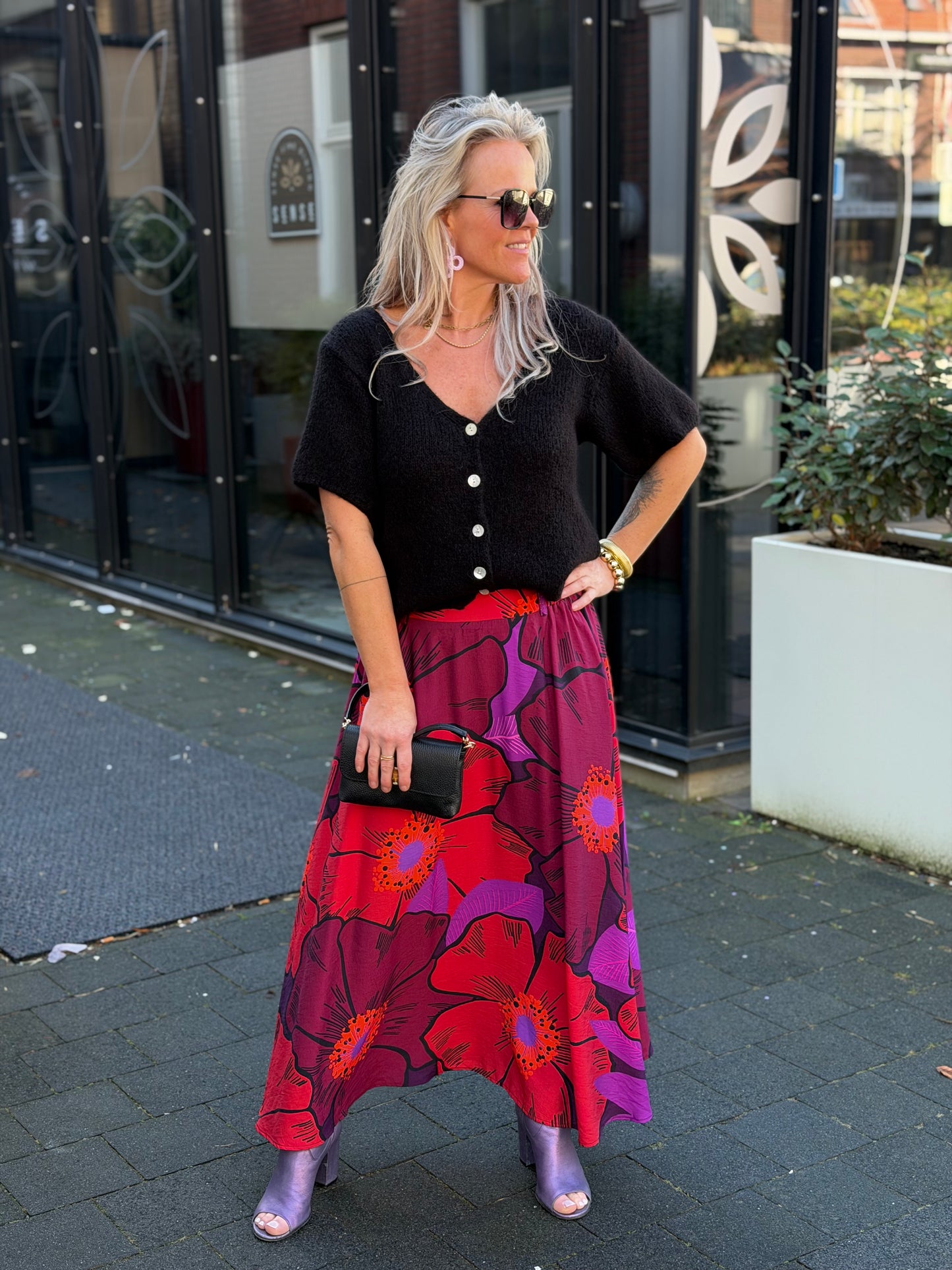 Vhals Cardigan km zwart