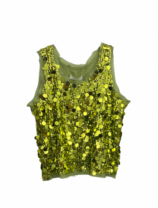 Tanktop paillet mos groen
