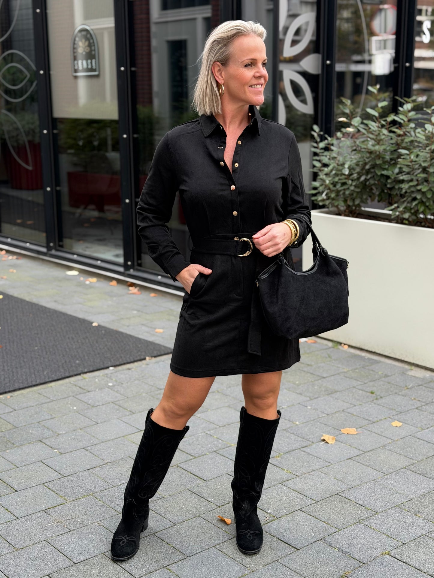 Kort jurkje suedine zwart