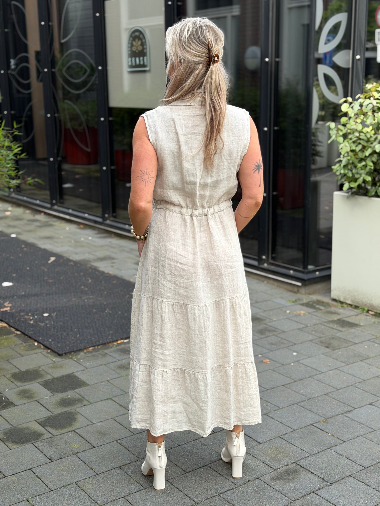 Linnen jurk Cleo beige