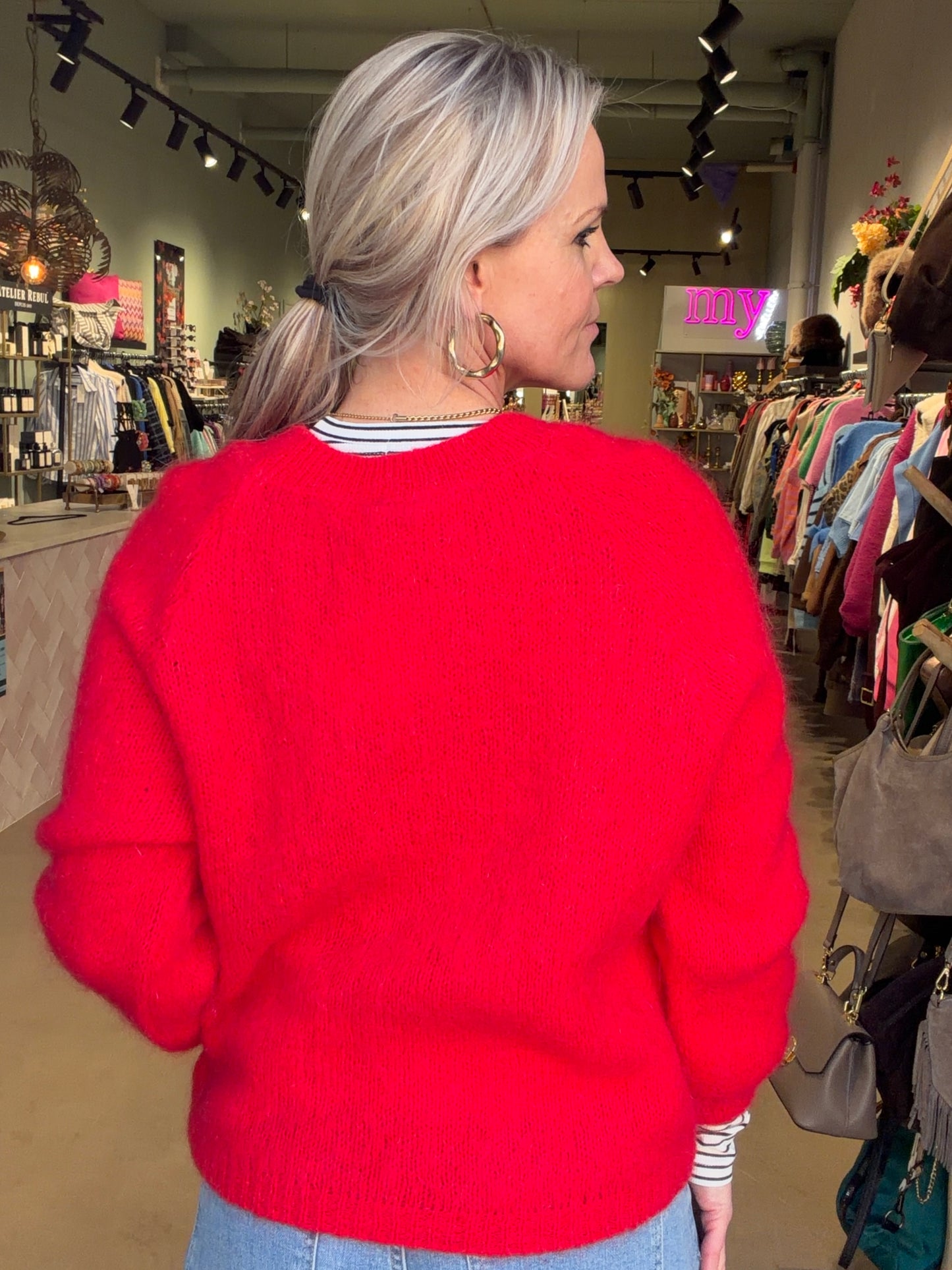 Mohair mix trui Lola rood