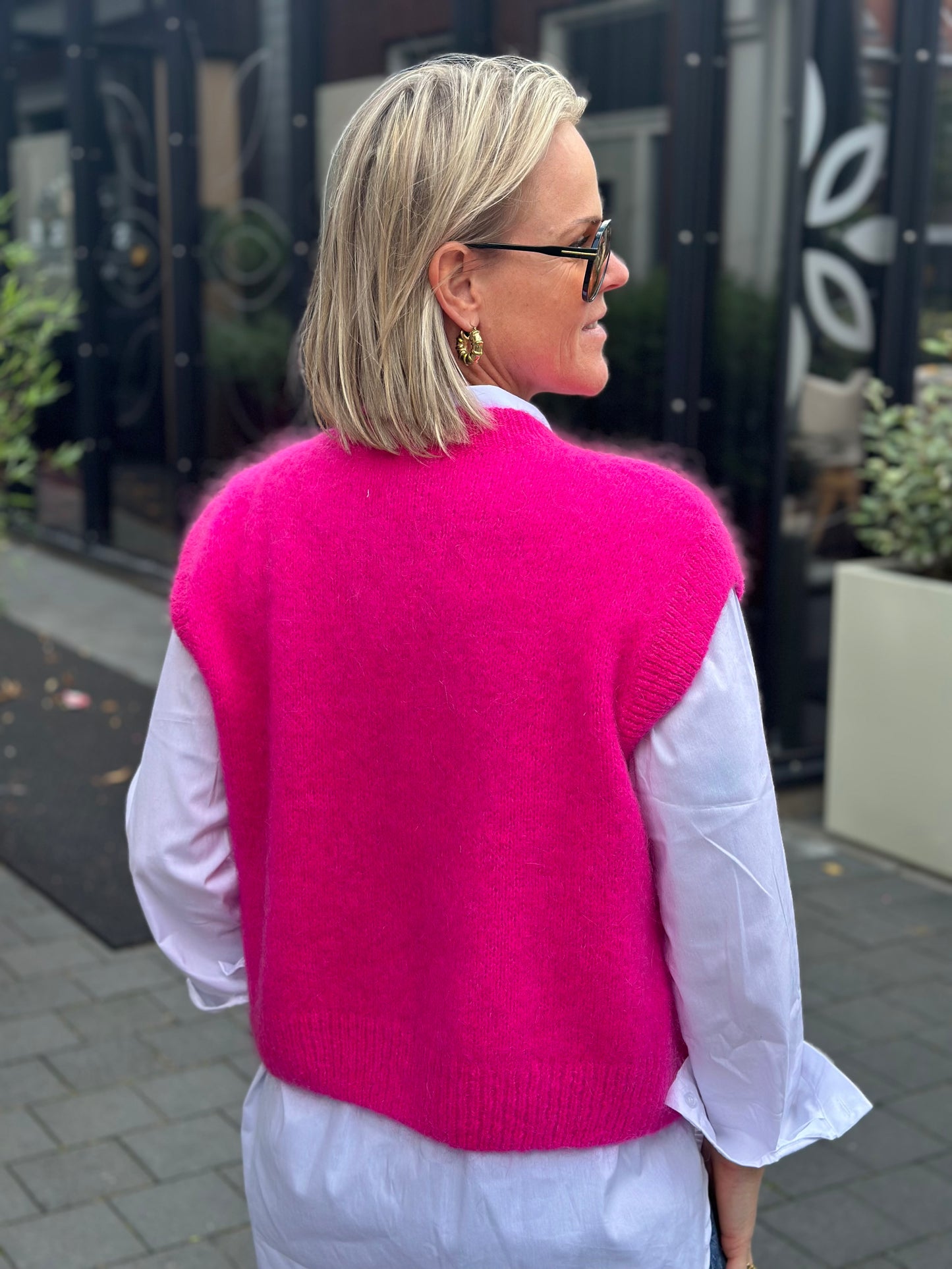 Mohair mix sleevless vest fel roze