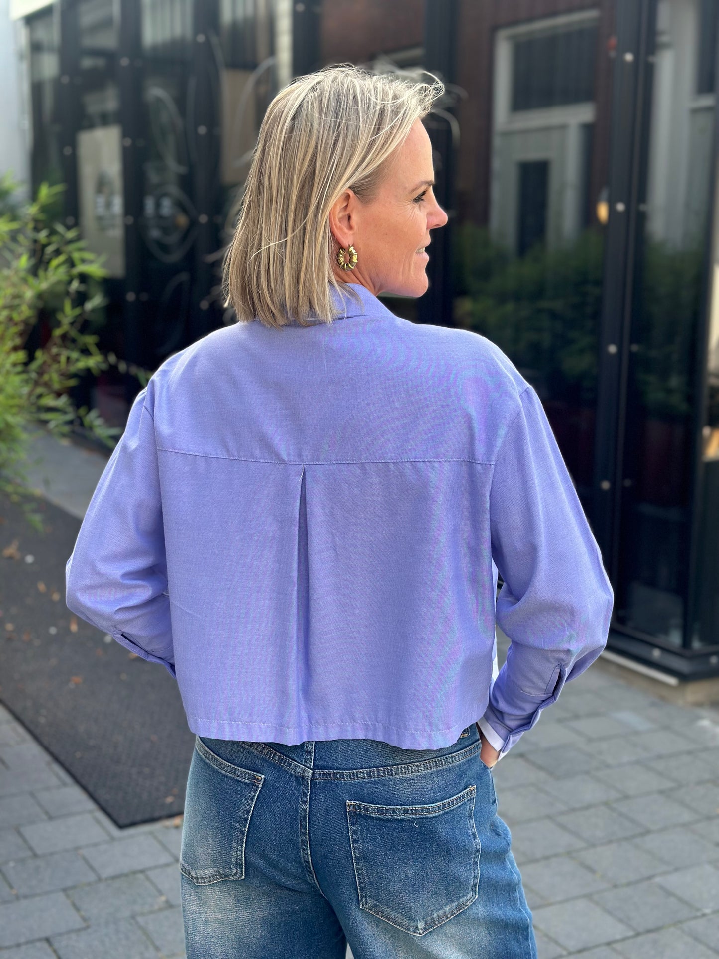 Korte blouse blauw