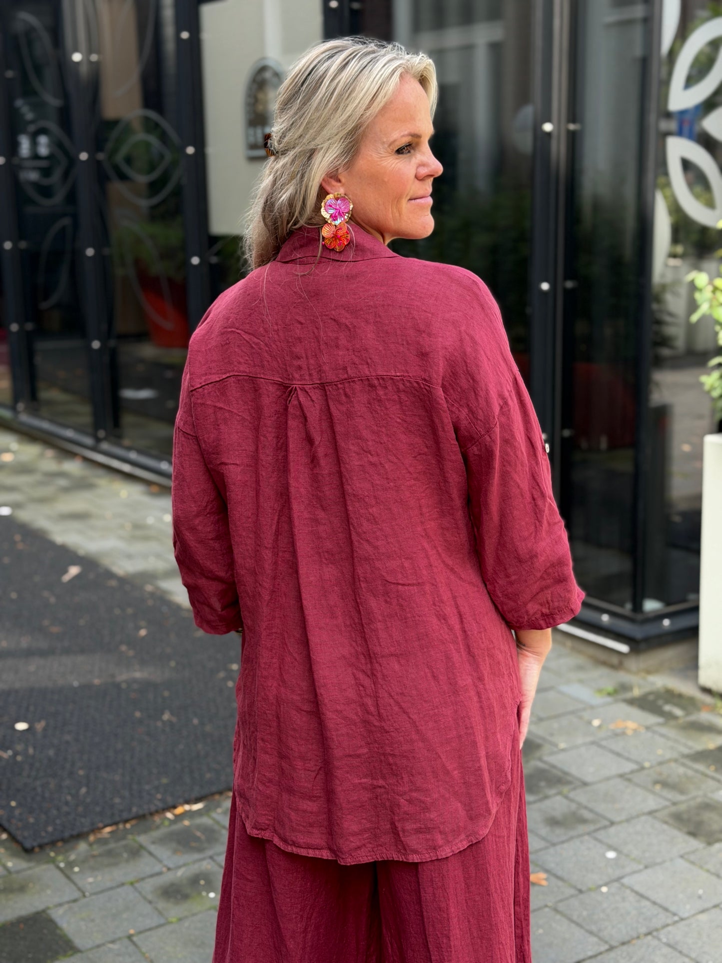 Linnen blouse kimmie Bordeaux’