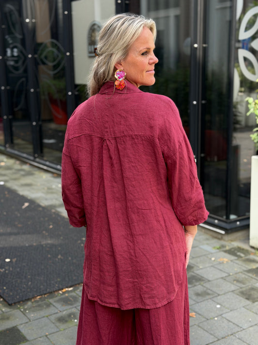 Linnen blouse kimmie Bordeaux’
