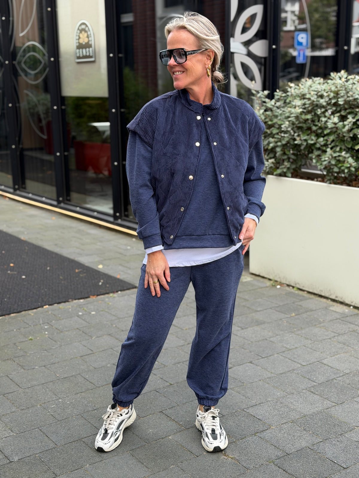 Tweedelig sweat pak donker blauw