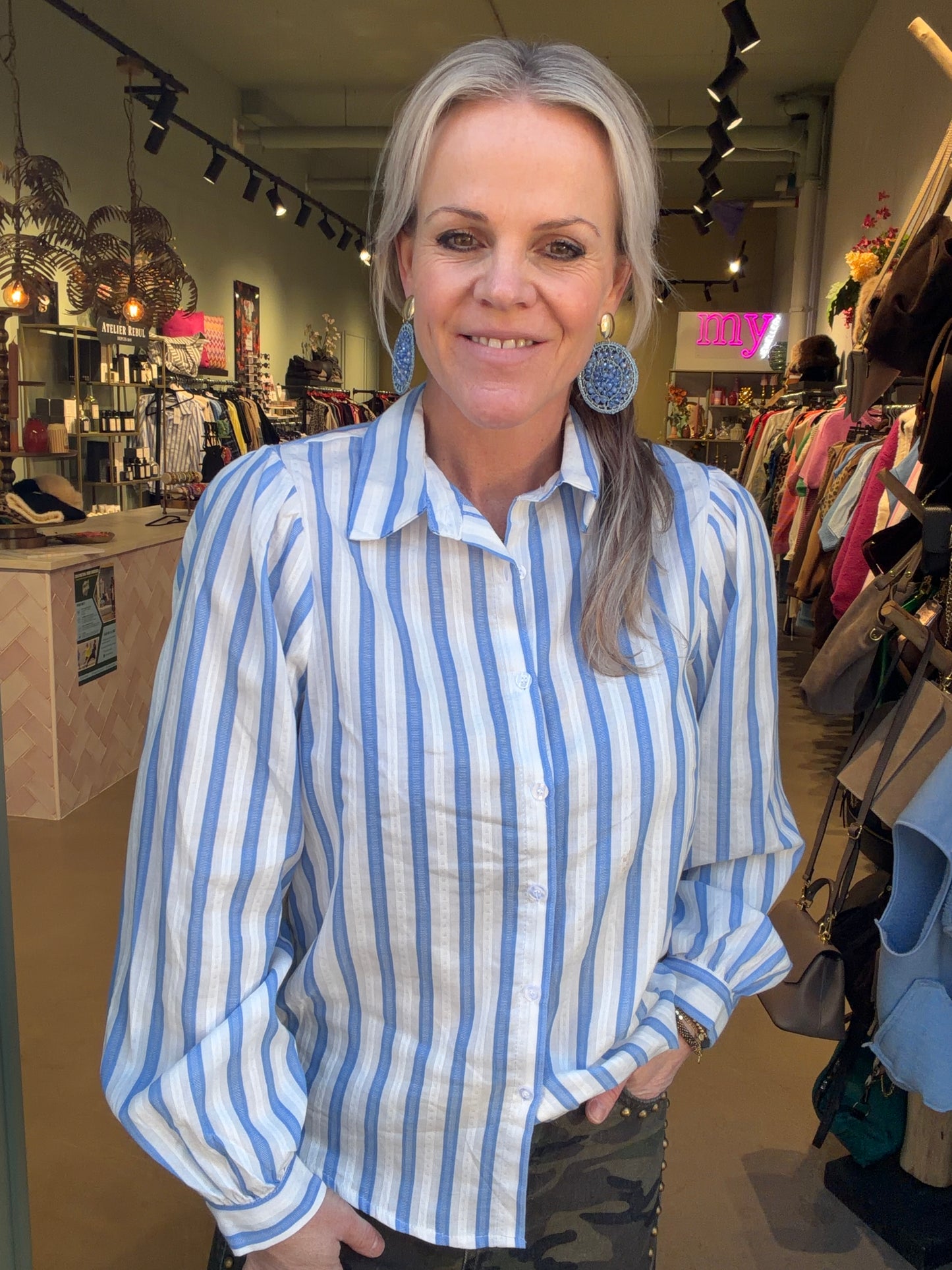 Stripe blouse pofmouw blue