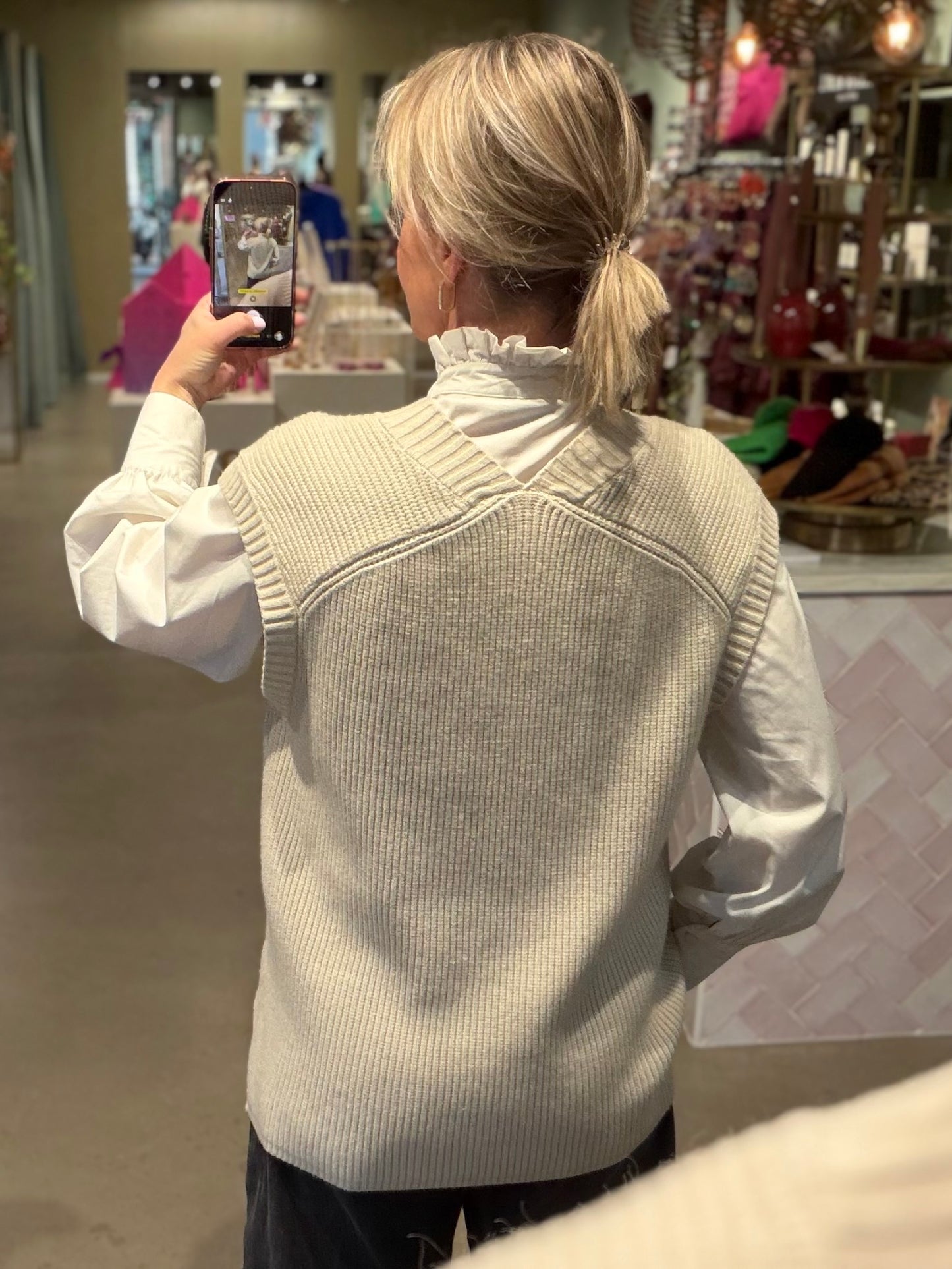 Oversized rib spencer ecru