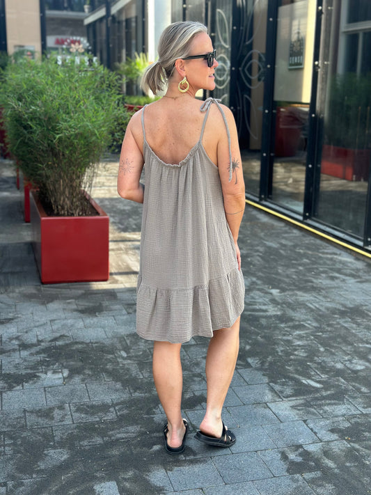 Summer wafel Dress taupe