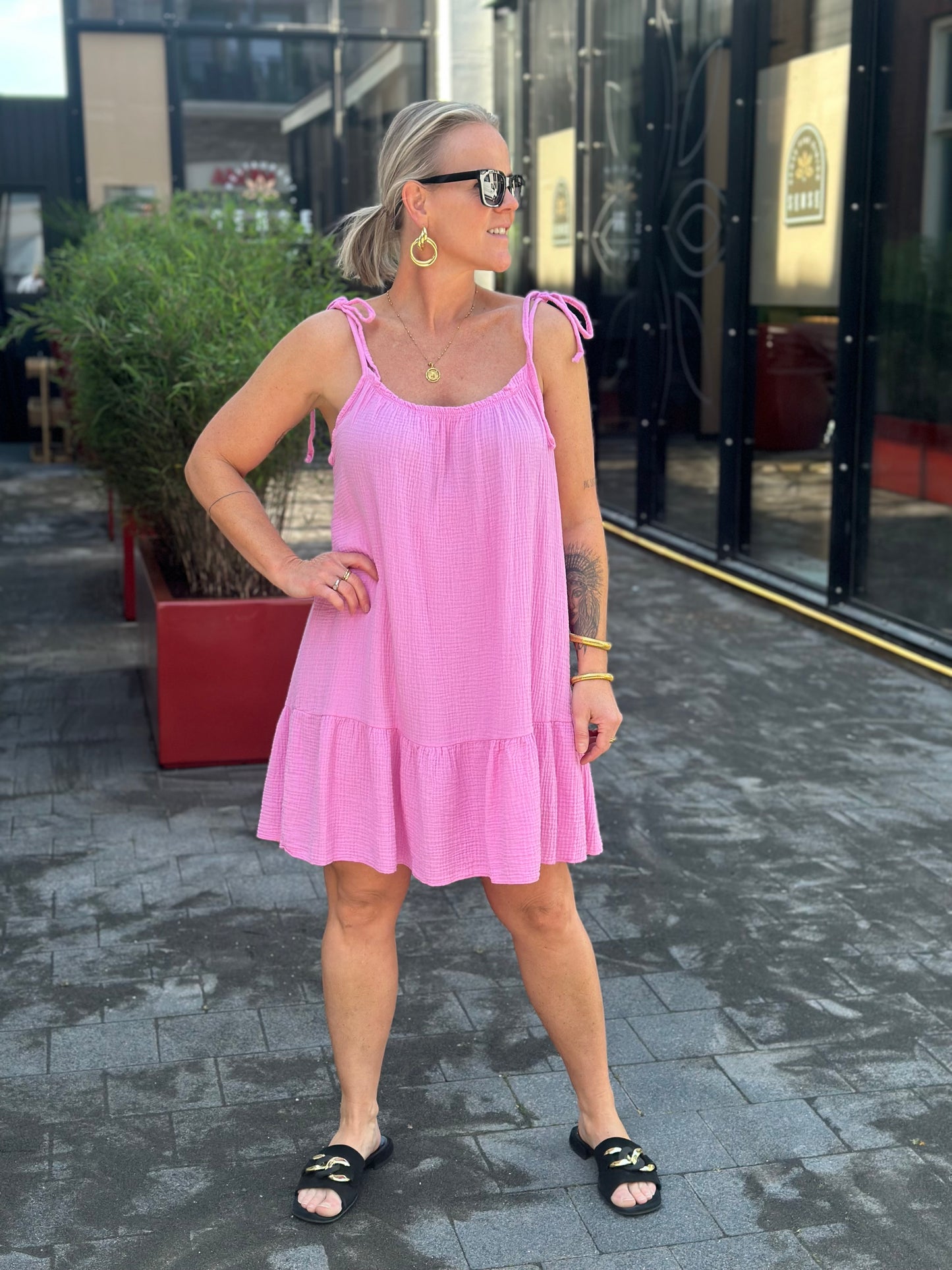 Summer wafel Dress pink