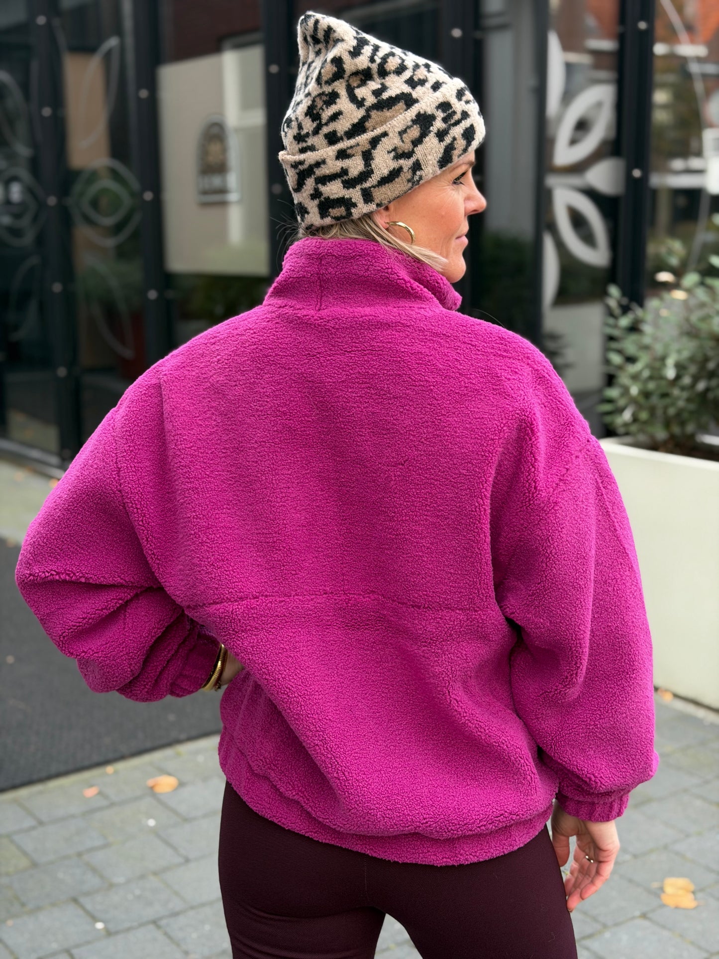 Teddy trui anorak fuchsia