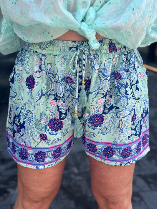 Zijde short India Aqua