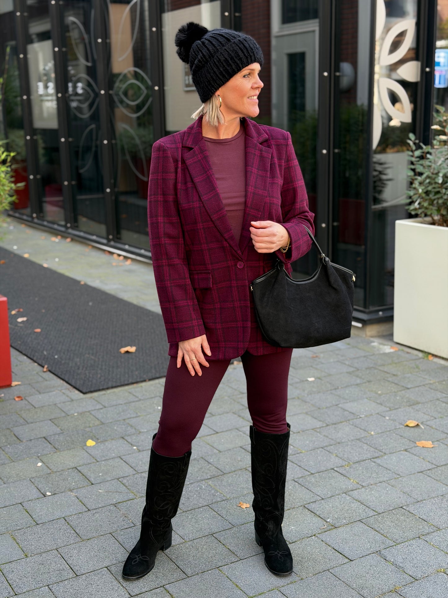 Check blazer Bordeaux