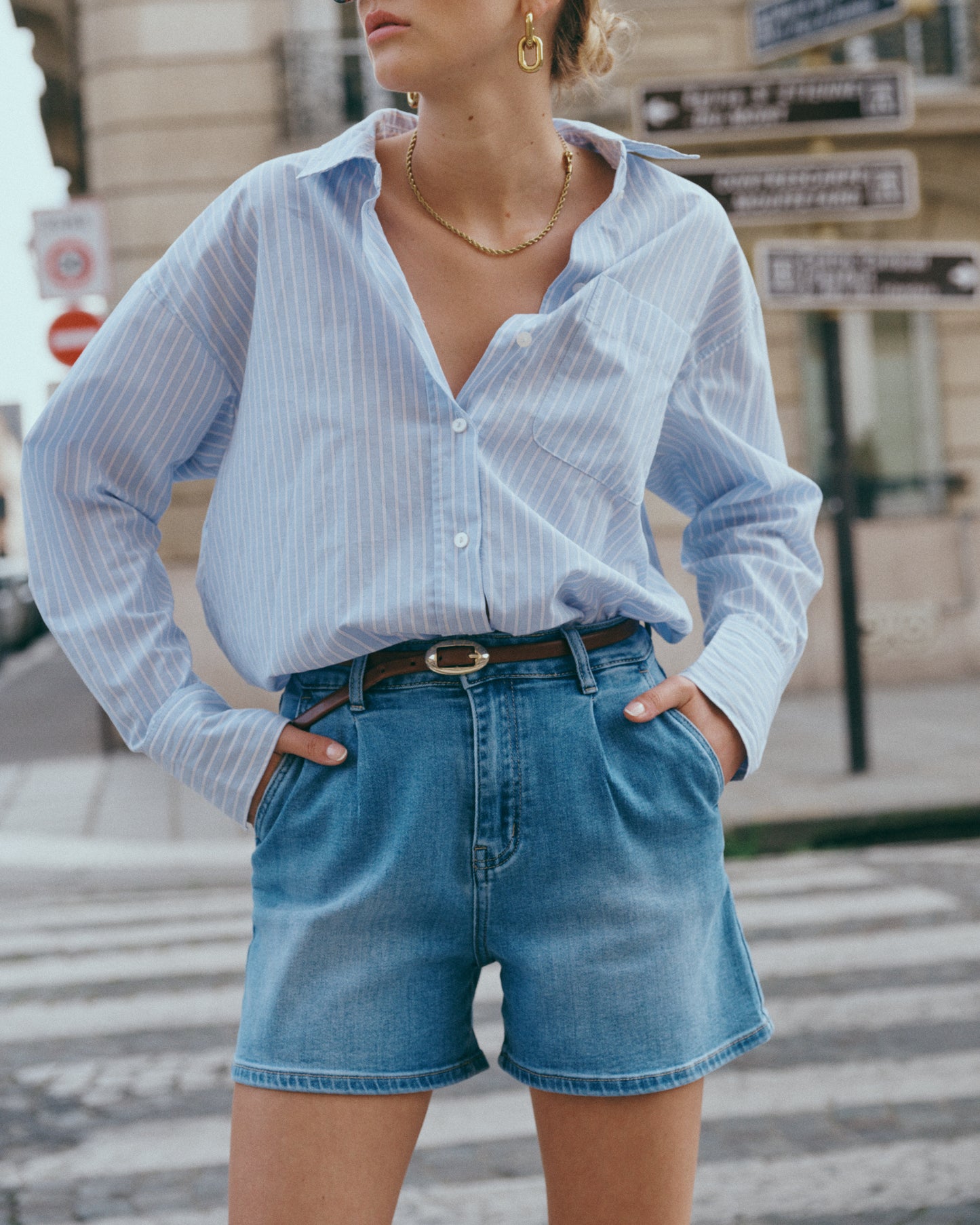 Denim short Daphia blue