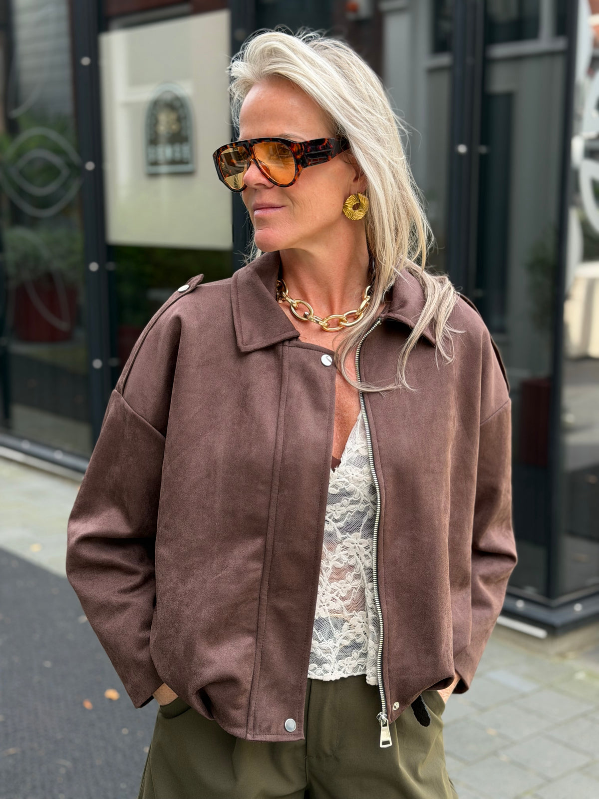Suedine jacket bruin
