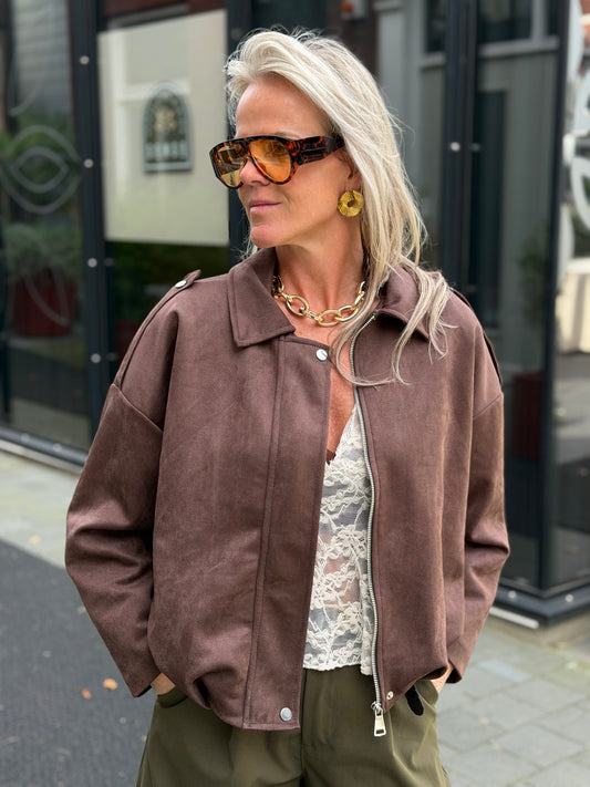 Suedine jacket bruin